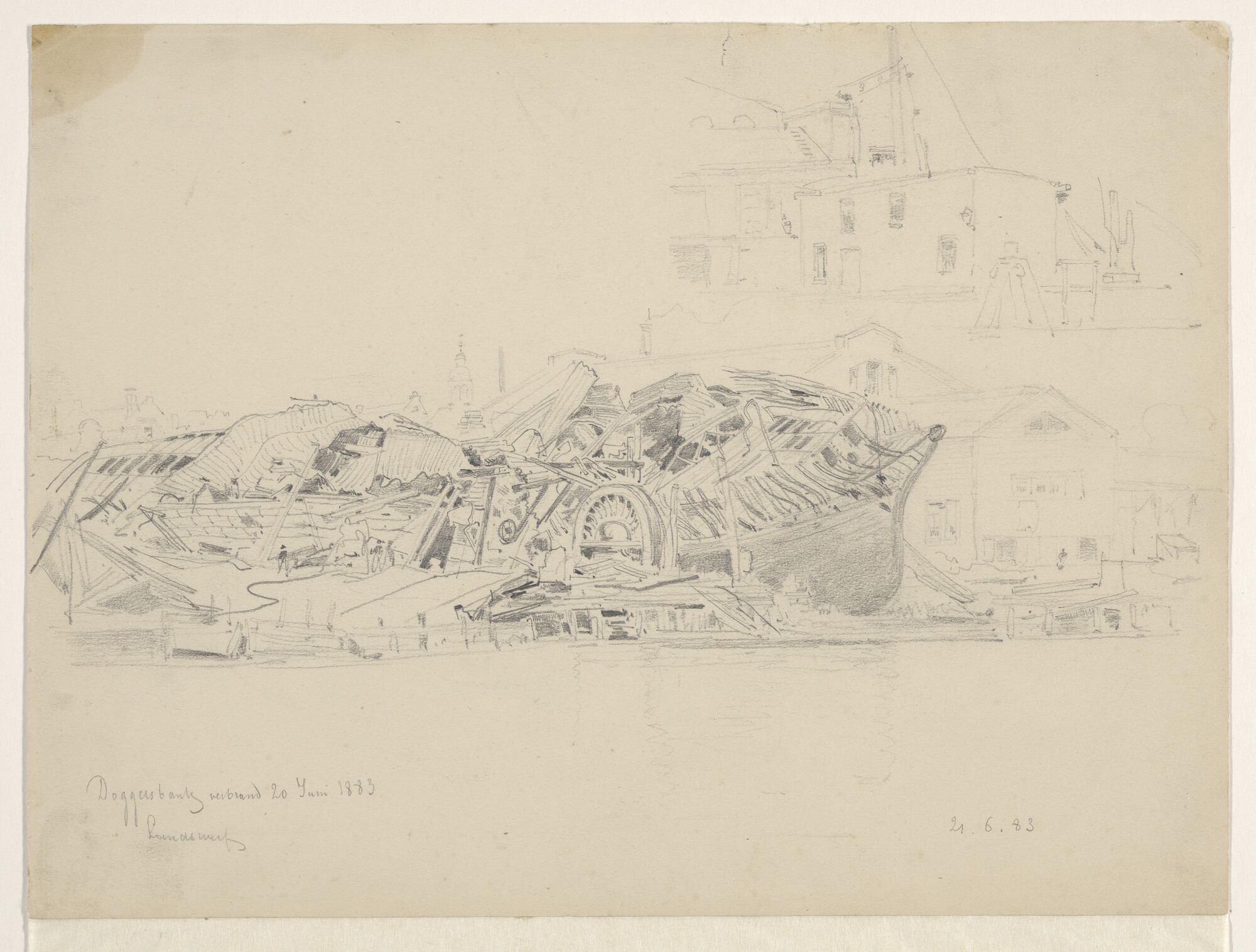 A.2026(03); Het schroefstoomschip 1ste klasse Zr.Ms. 'Doggersbank' op 's Lands Werf te; tekening