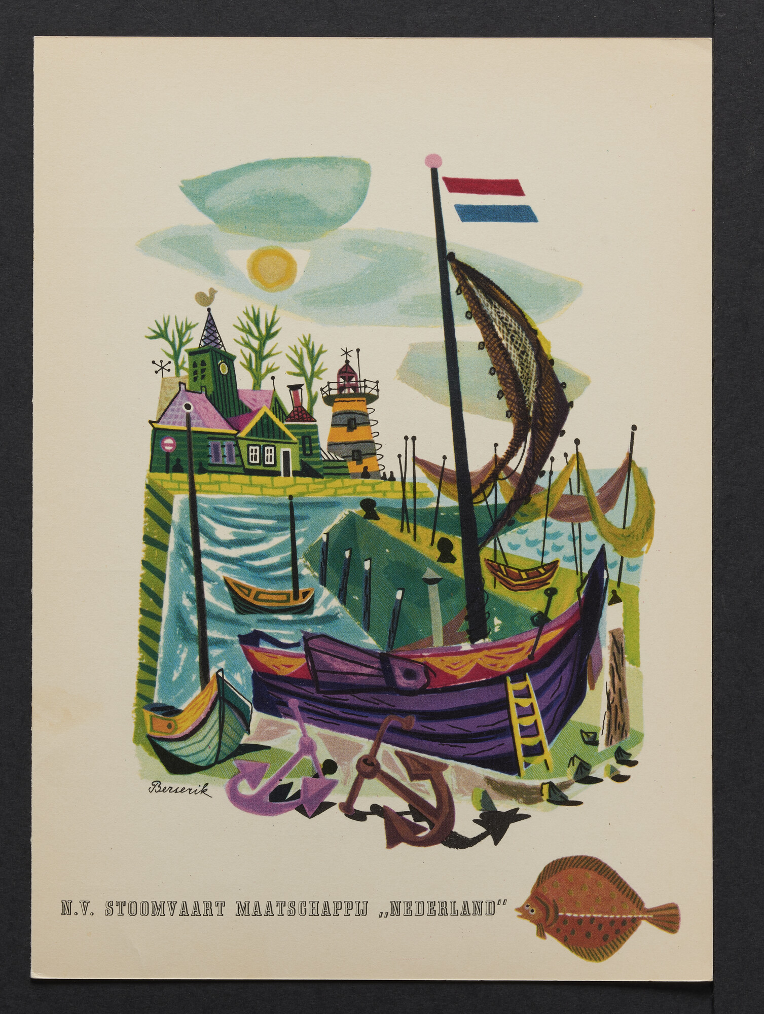 2019.0633; Menukaart voor de lunch eerste klas a/b ms. Oranje 6 april 1957; menukaart