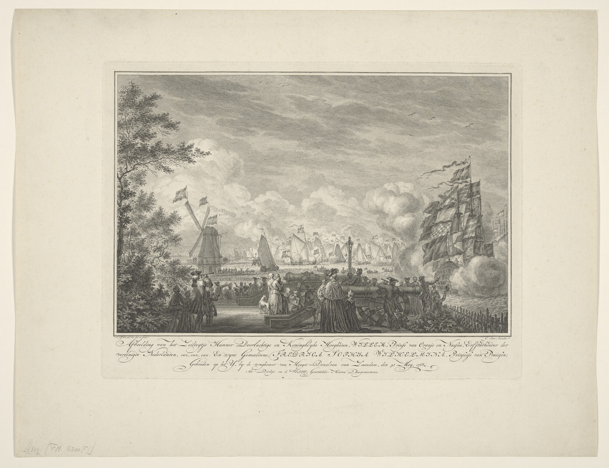 A.0149(0477); Zeiltocht op het IJ van stadhouder Willem V, 1768; prent