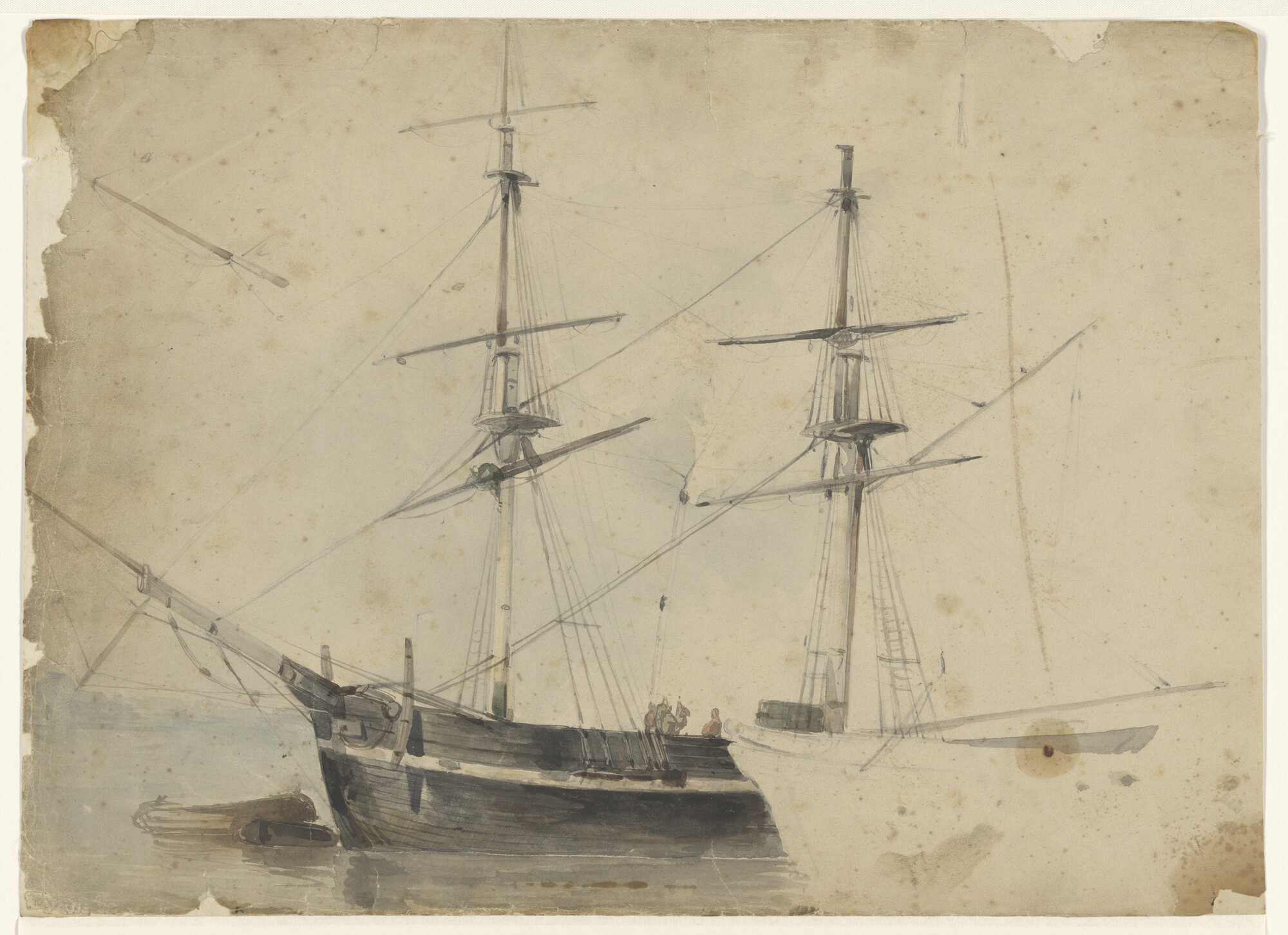 A.3452(12); Een brikschip; tekening
