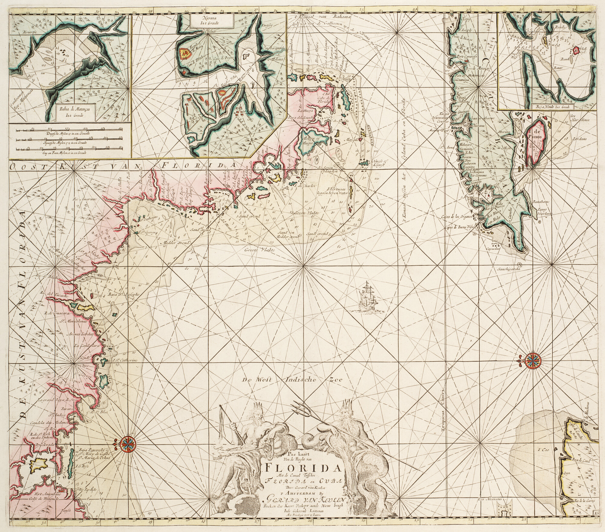 B.0032(109)4 [kaart 041]; Zeekaart van een deel van Golf Mexico, met de westkust van Florida en een de; zeekaart