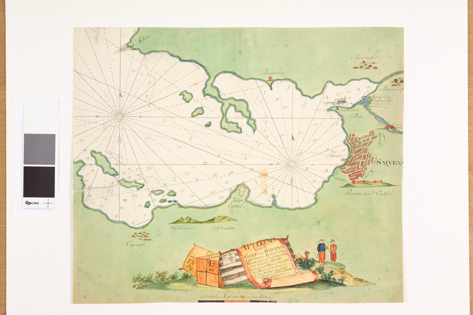 A.1744(01)h; Gekleurde kaart van de Golf van Smyrna; zeekaart