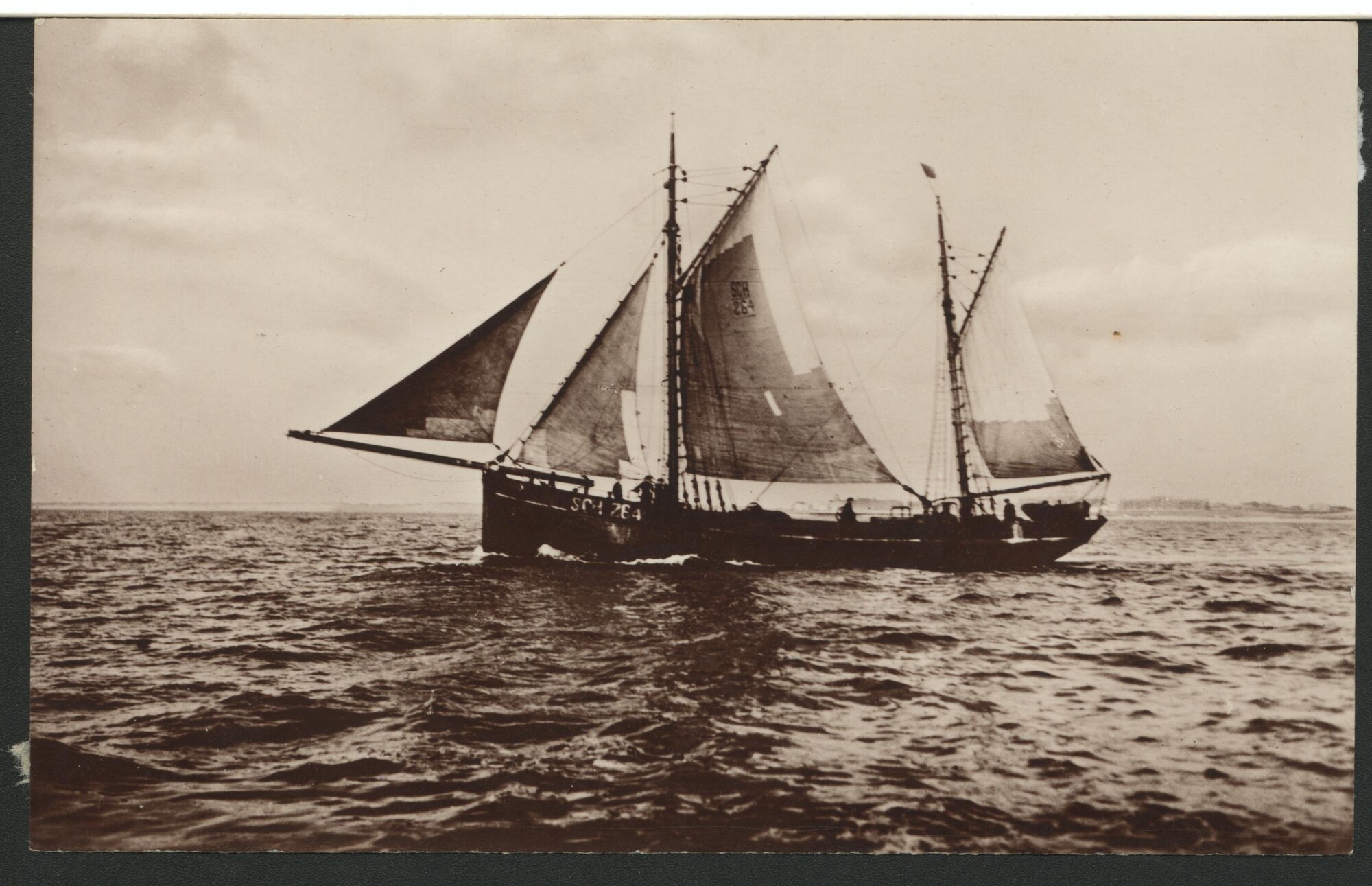 1993.6834; De Scheveningse logger 'Albatros' (SCH 264) op zee; prentbriefkaart