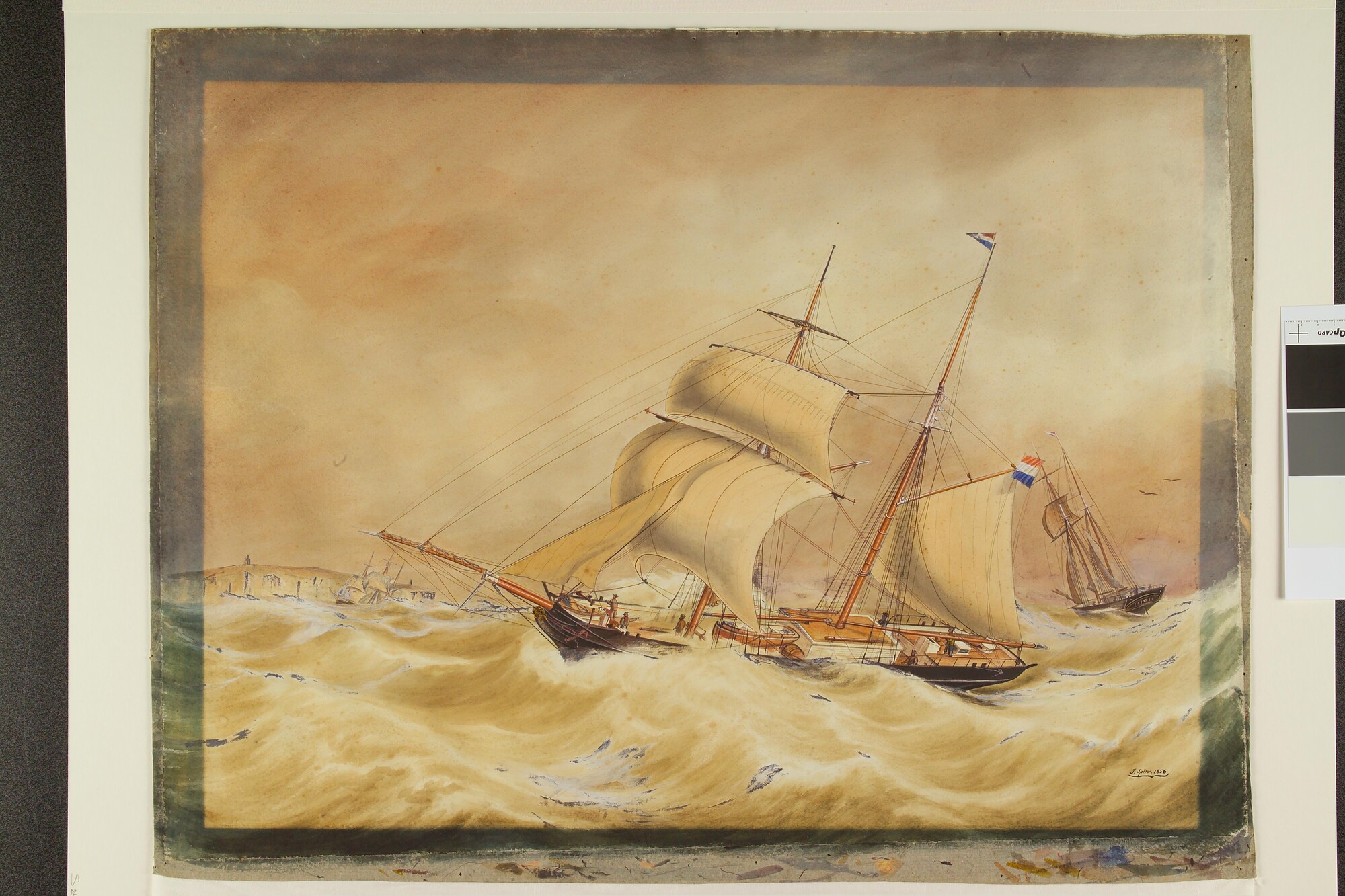 S.2401(01); Het schoenerbrikschip Geertruida Johanna; tekening