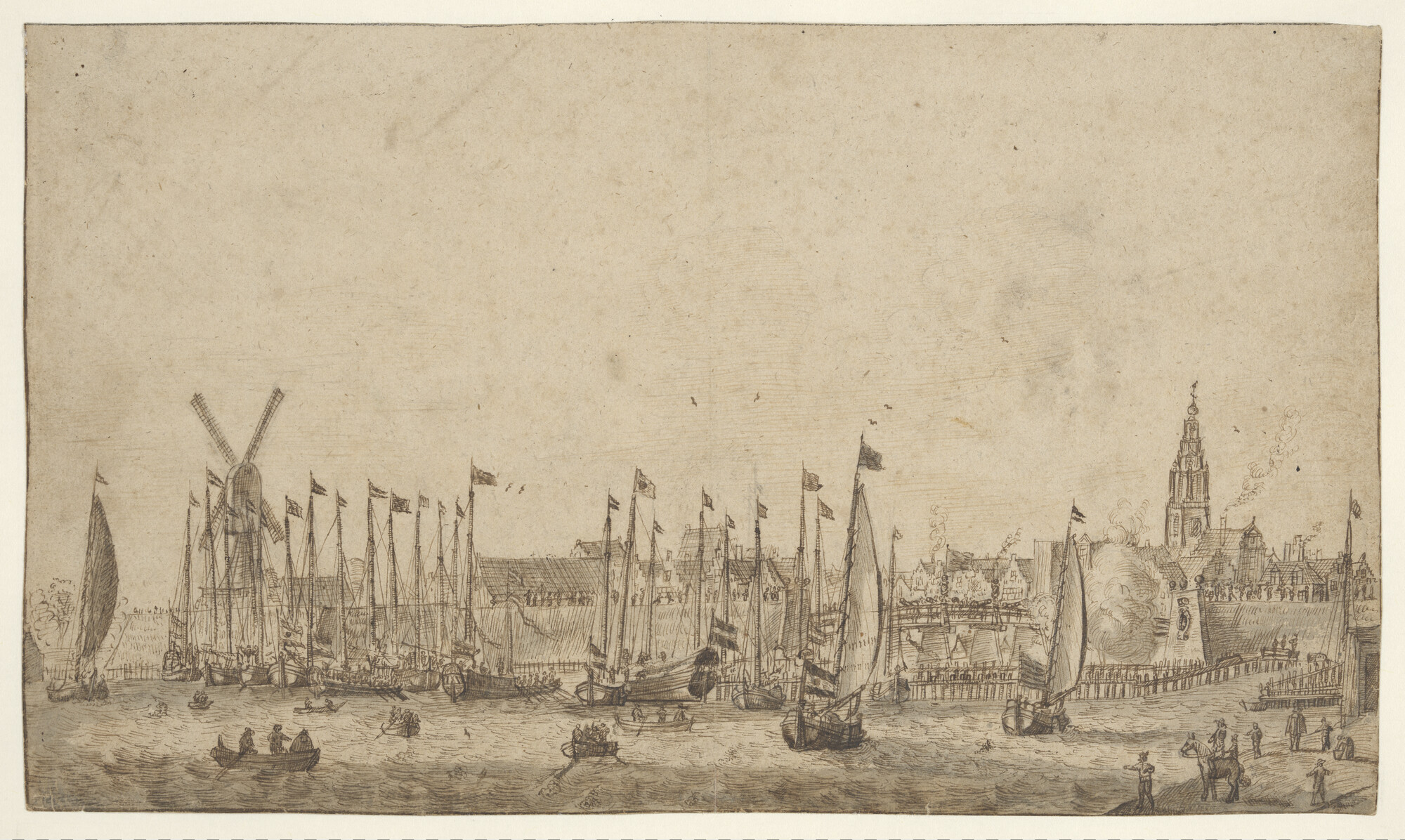 A.5087(01); Plechtige intocht van prinses Amalia van Solms te Amsterdam op 21 oktober; tekening