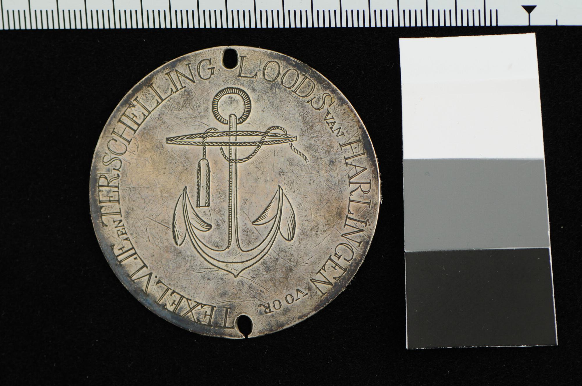 A.0100(01); Loodsmansteken van een loods van Harlingen; penning
