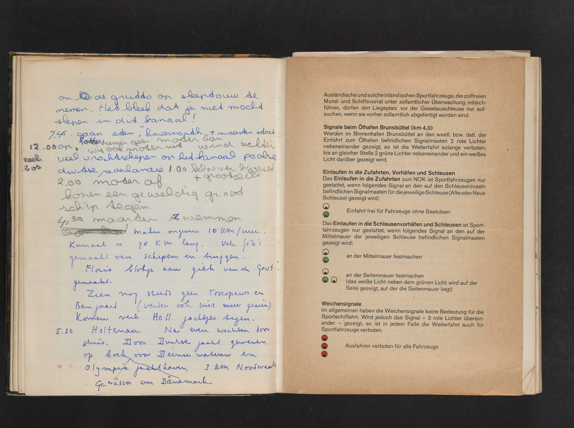 2017.0802; Logboek c.q. fotoalbum van reizen met zeeschouw Grutto (II) in Nederland, Duitsland en Denemarken, 1973-1974; logboek