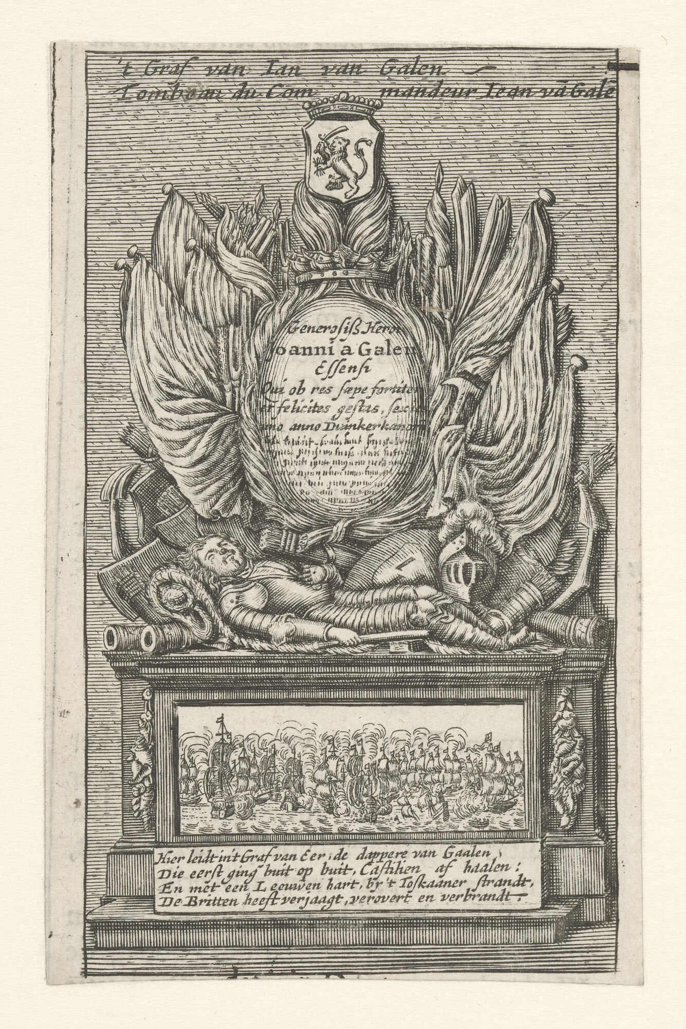 S.5232(05); Het grafmonument van Jan van Galen; prent
