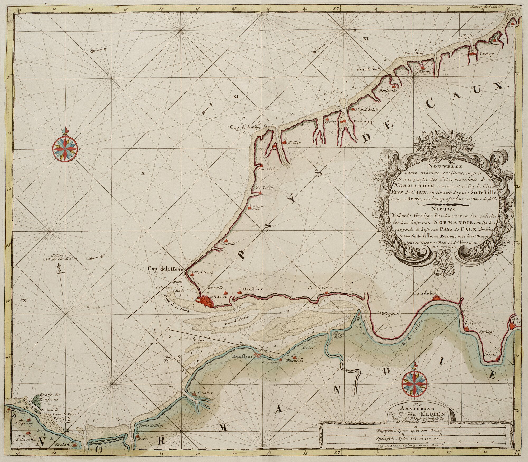 B.0032(109)2 [kaart 045]; Kaart van een deel van de Franse westkust bij de monding van de Seine; zeekaart