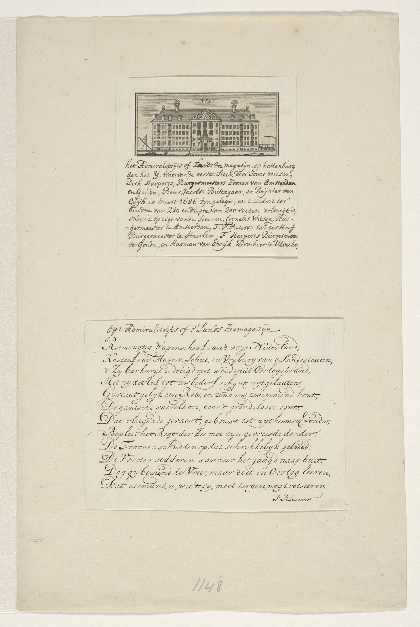 S.1892(02)11; 's Lands Zeemagazijn op Kattenburg aan 't IJ; prent