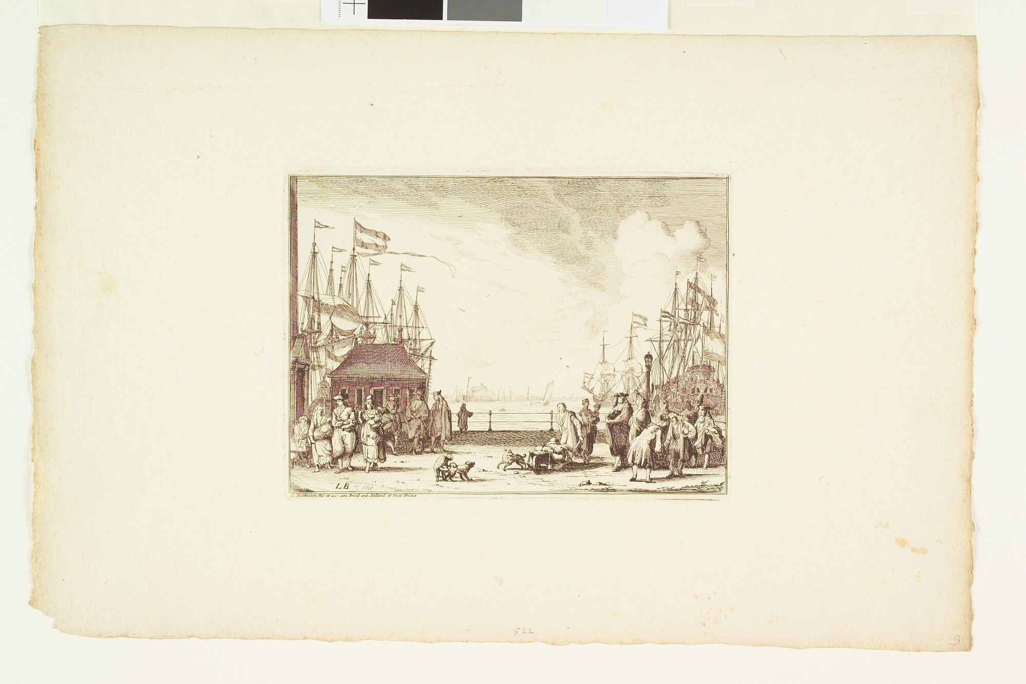 A.0145(166)12; Gezicht over het IJ vanaf de Nieuwe Stadsherberg; prent