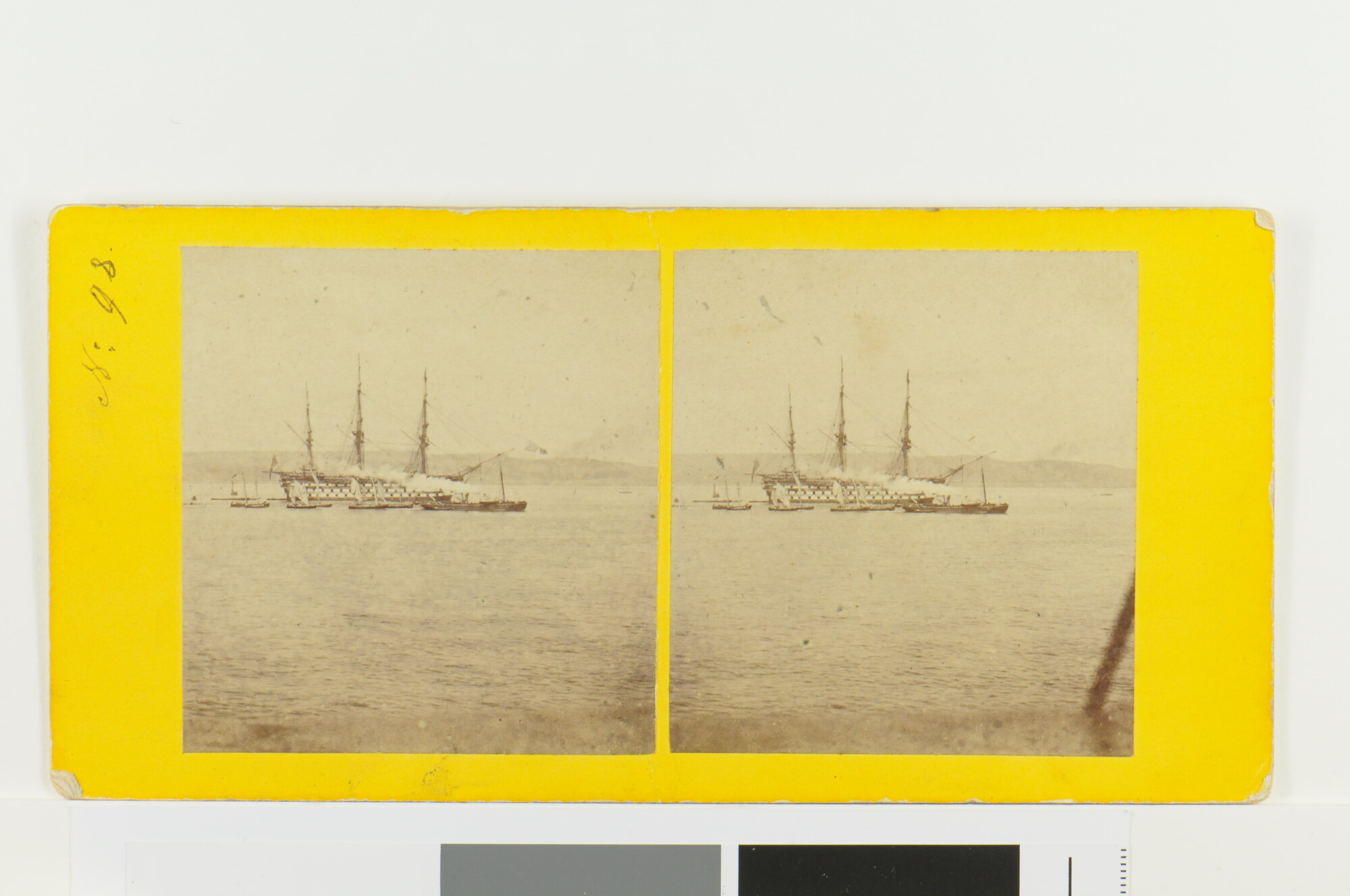 S.1445 [nr 0002]; Het Britse linieschip HMS 'Royal Albert' in de Firth of Forth, omstreeks 1877; foto