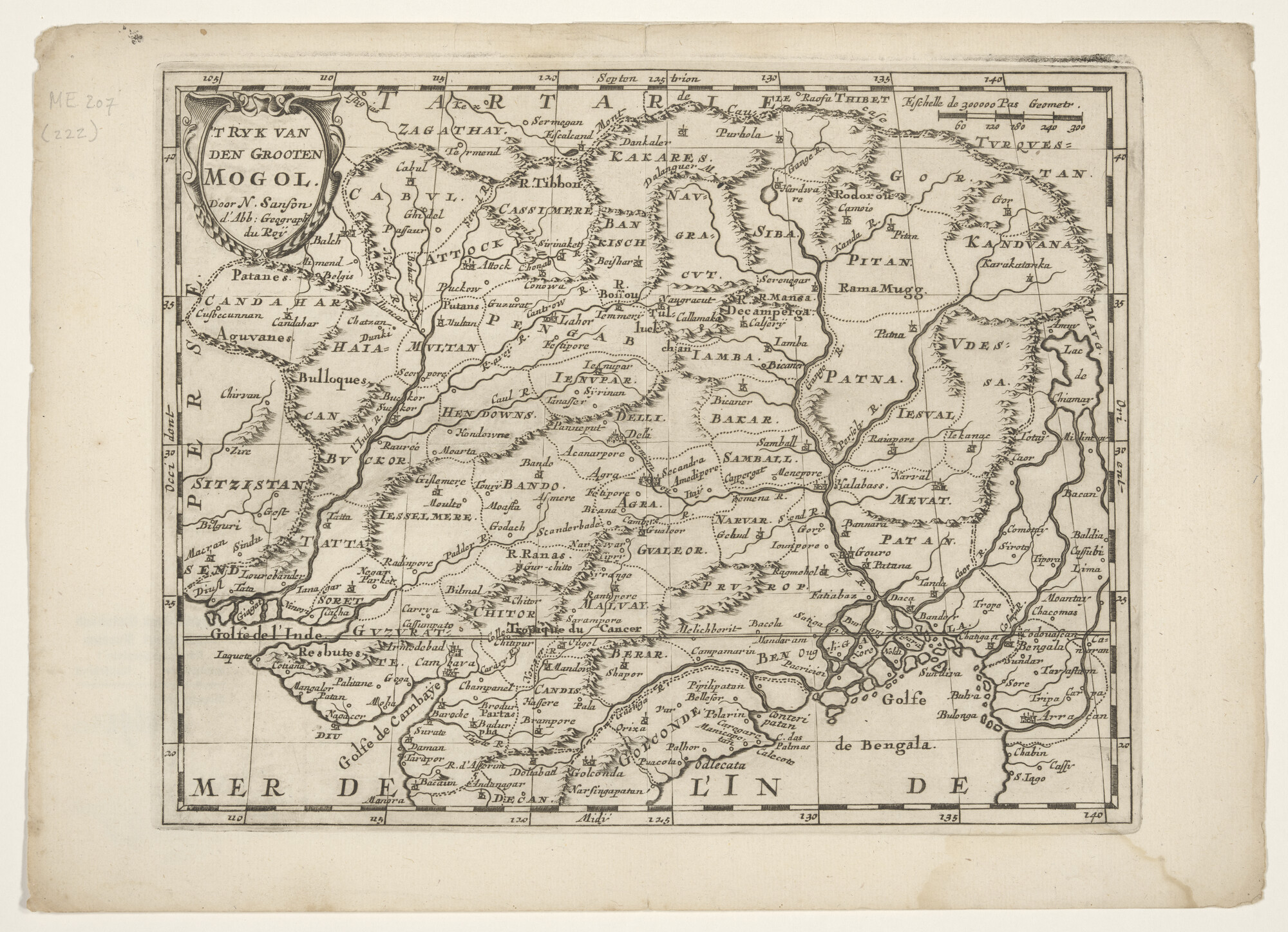 A.4692(01)09; Kaart van Mongolië door Nicolas Sanson (1600 - 1667); landkaart