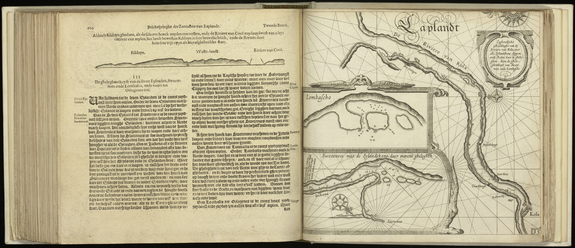 S.1496 [kaart 126]; Beschrijving en kustaanzicht van het eiland Kildin; kaart