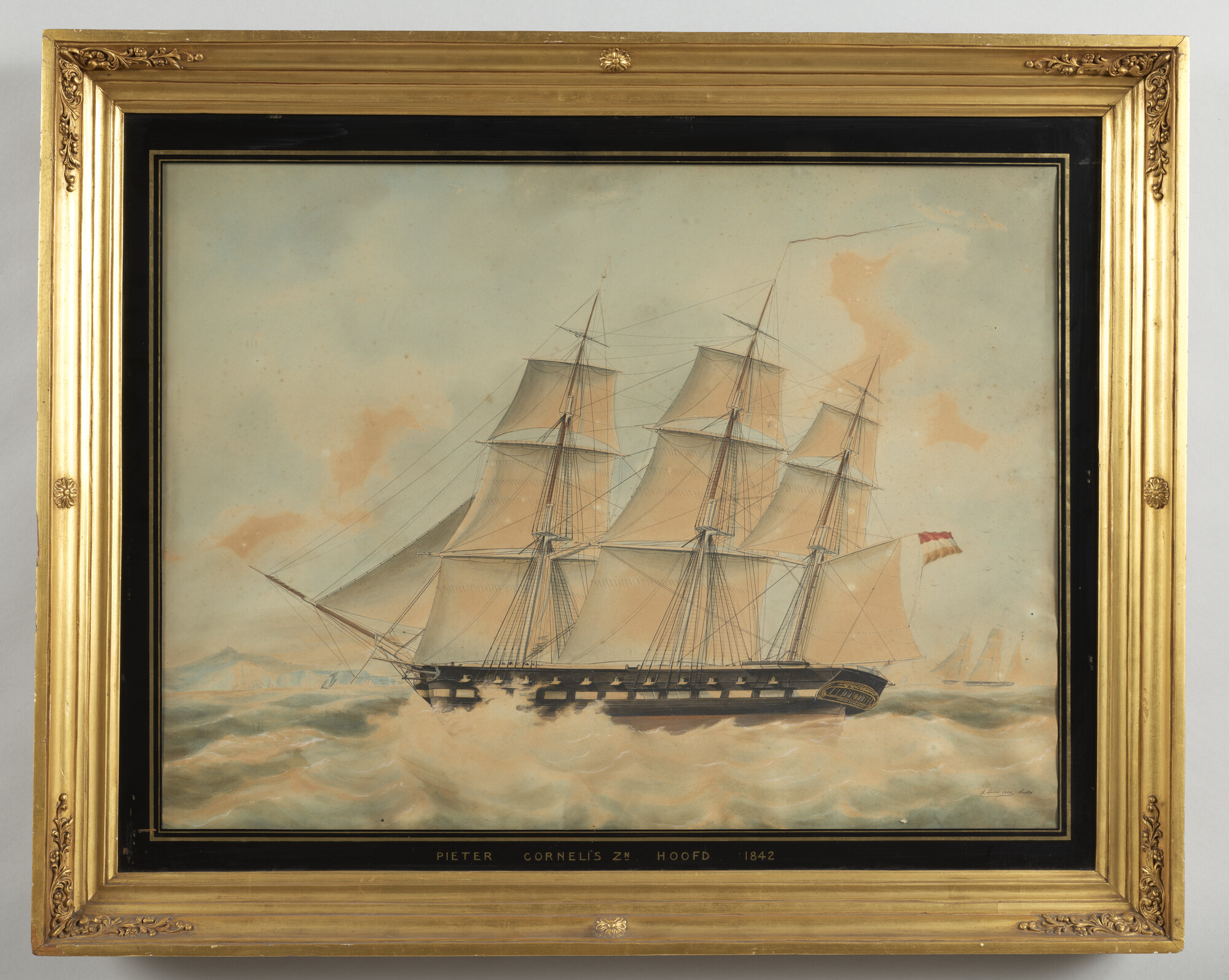 A.1822(02); Het fregatschip Pieter Cornelis Zn Hooft; tekening