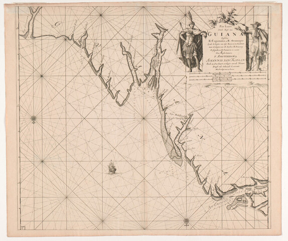 A.0145(212)17; Paskaart van de kust van Guiana door Claas Jansz. Vooght; zeekaart