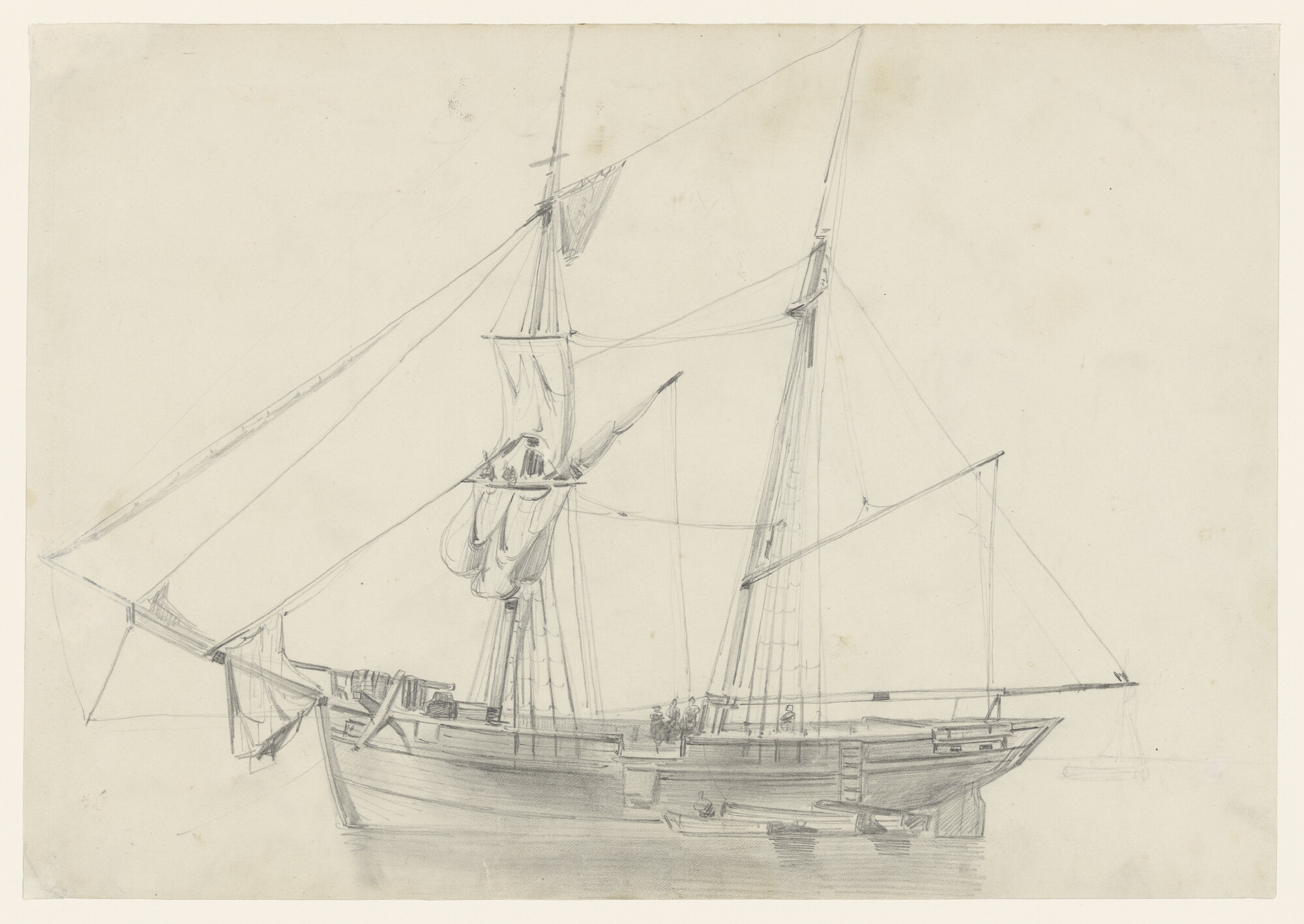 A.3452(01); Een schoenerbrikschip; tekening