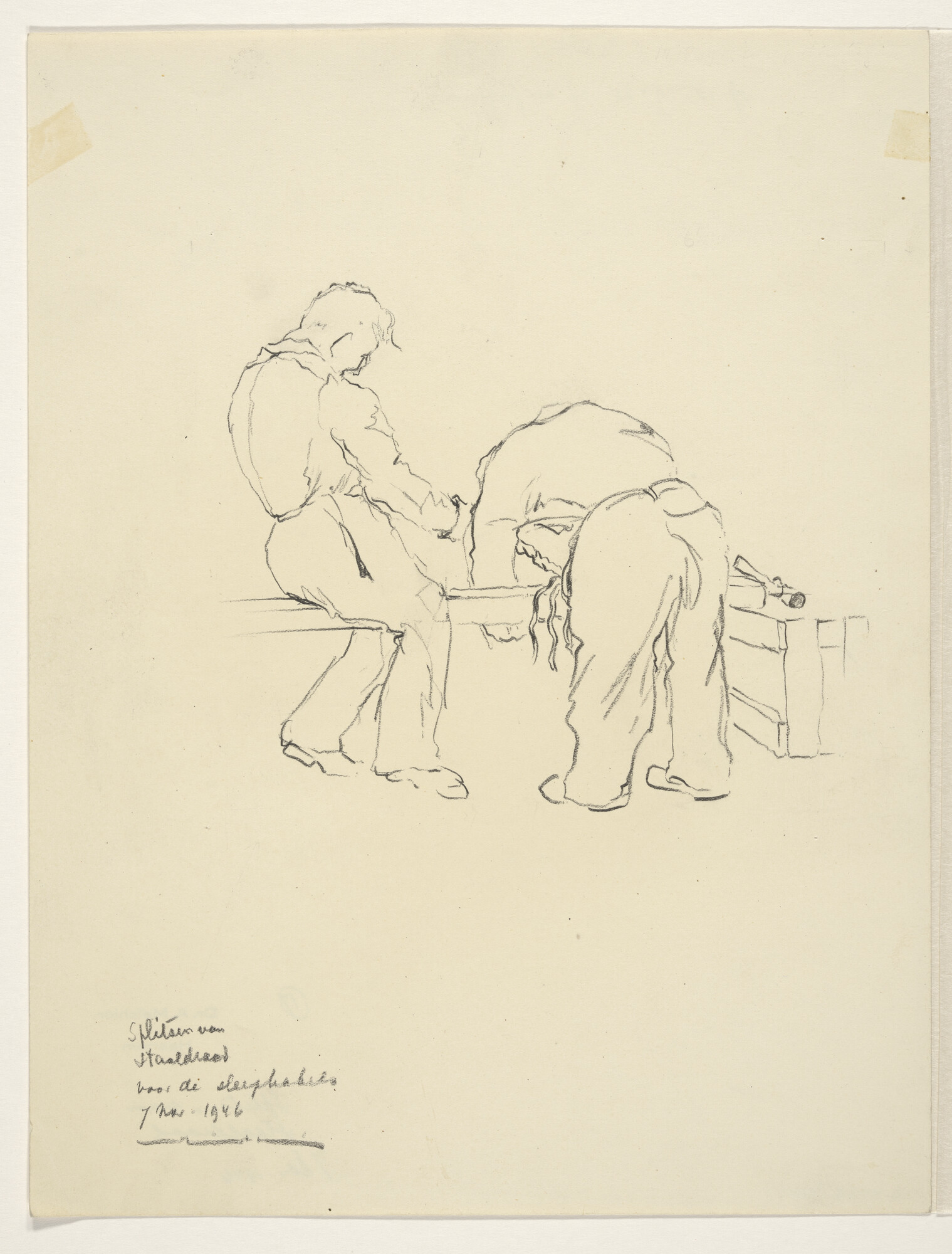 S.4035(007); Splitsen van staaldraad; tekening