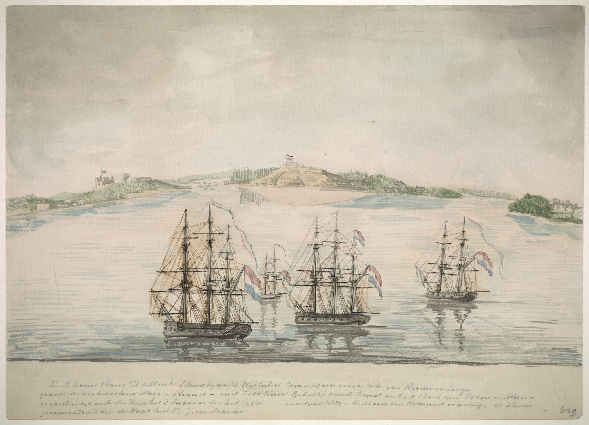 A.0347(01); Het eskader onder bevel van Schout-bij-Nacht C.J. Wolterbeek; tekening