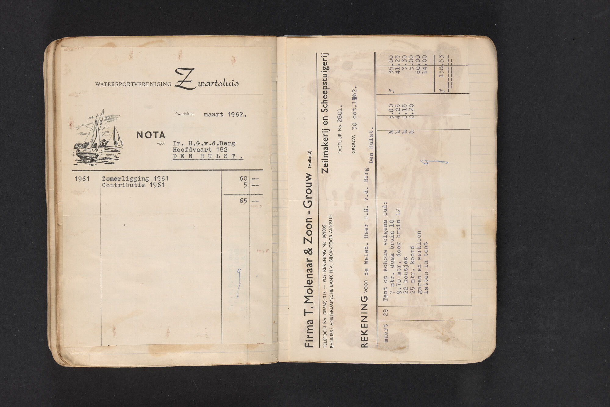 2017.0794; Logboek c.q. fotoalbum van reizen met zeeschouw Grutto in Nederland, 1961-1962; logboek