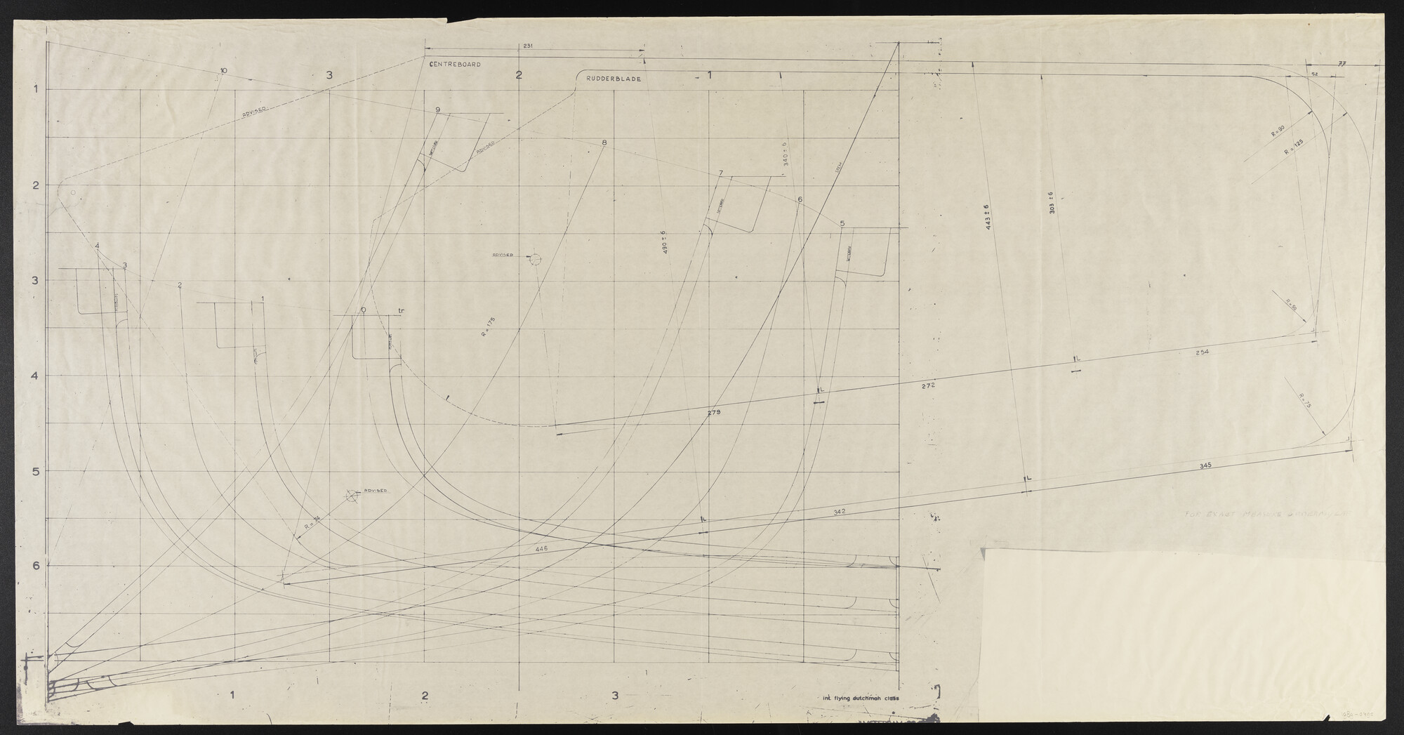 1989.0495; Lijnenplan type Flying Dutchman class; technische tekening