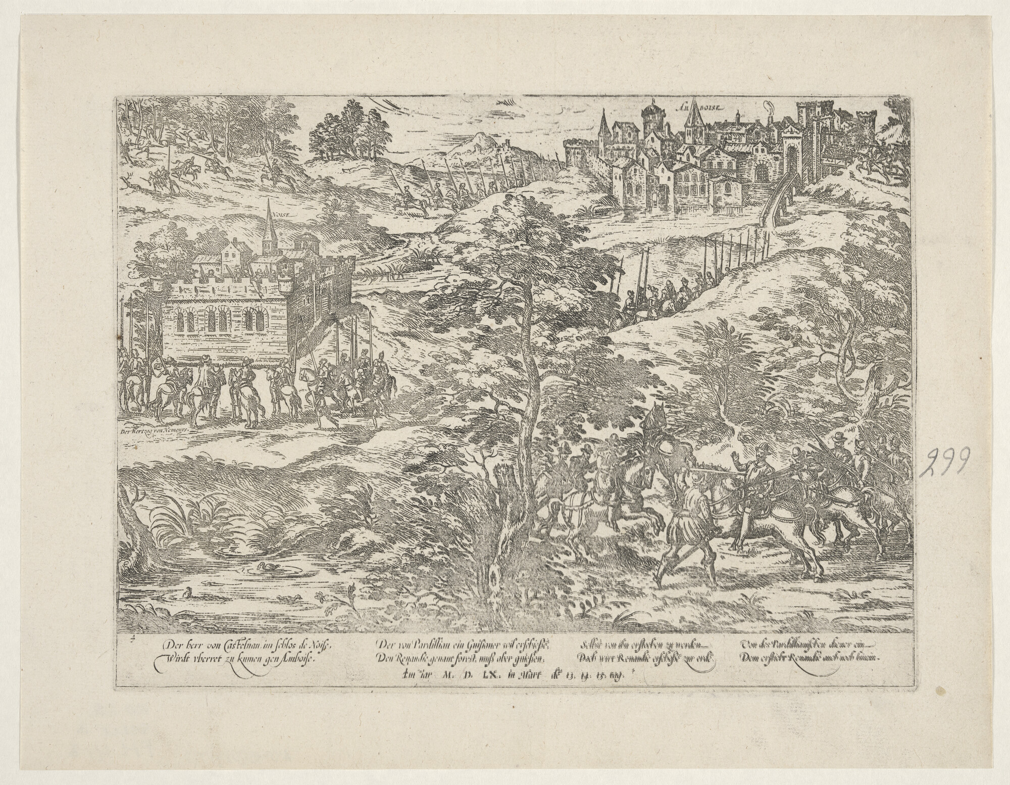A.0145(027)021; Castelnau komt naar Amboise, 13 maart 1560; prent