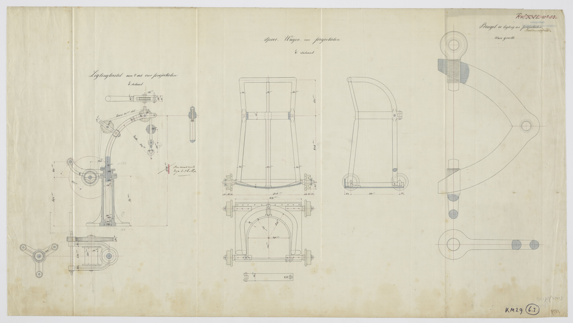 S.2175(4355); Transportwagen voor projectielen; technische tekening
