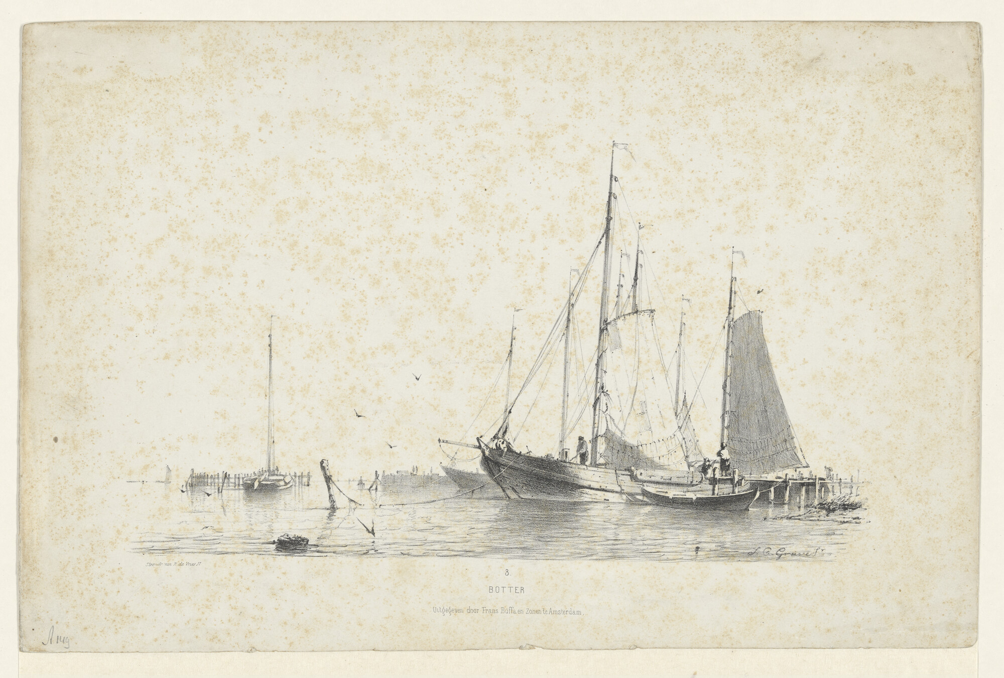 A.0149(0698); Een botter; prent