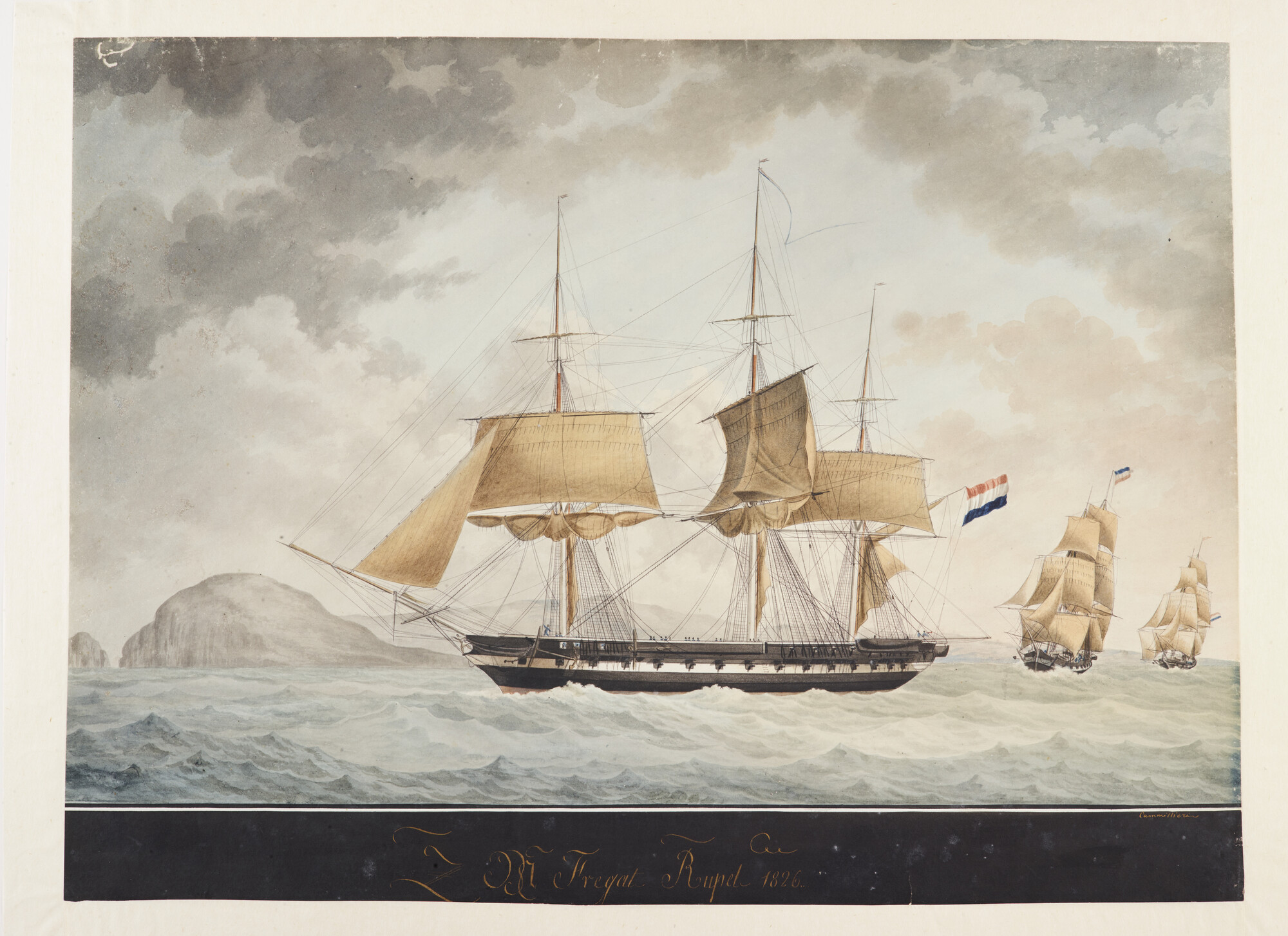 A.1197(03); Het fregat Zr.Ms. Rupel; tekening