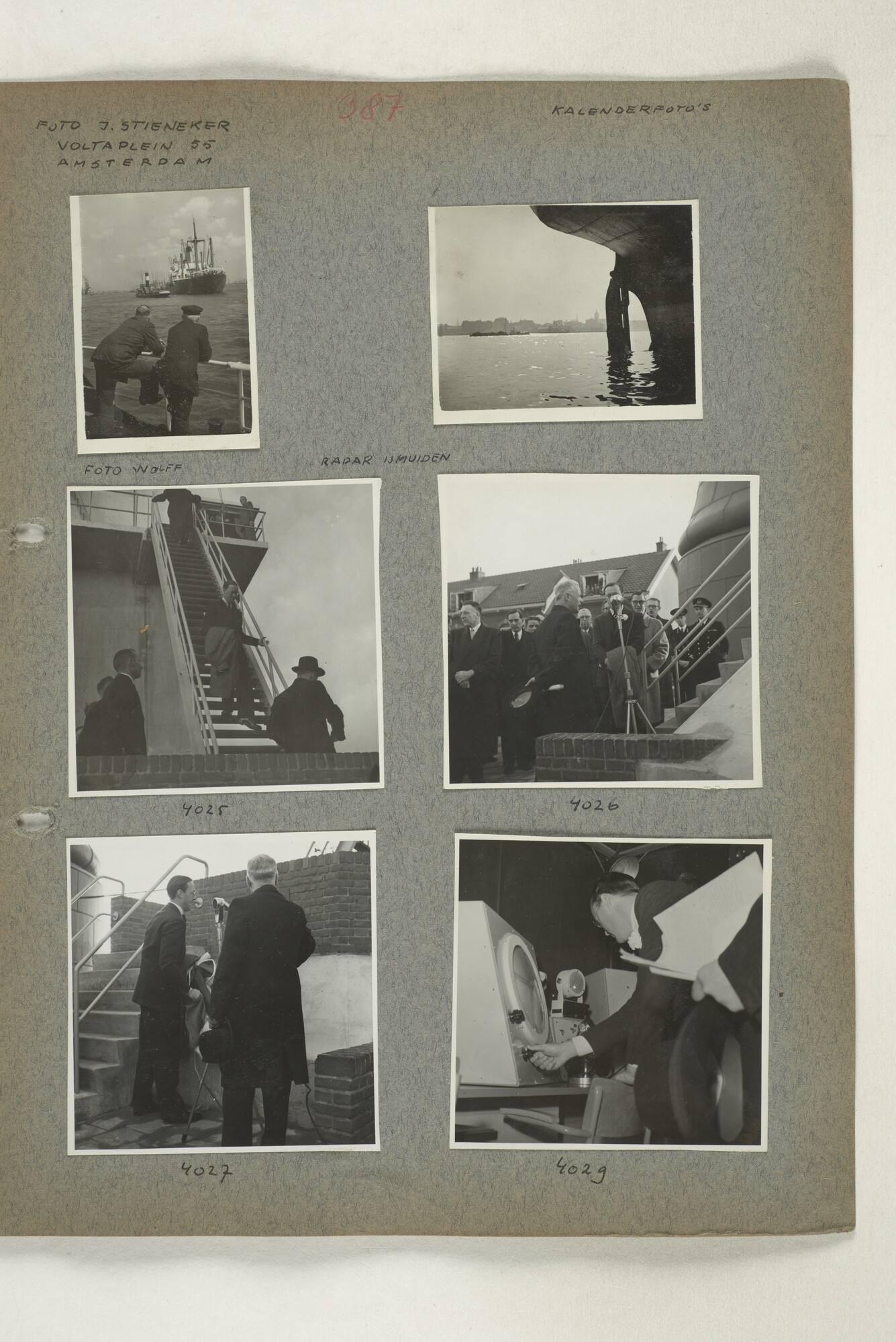 1998.2182; Omslag (voorheen ordner) met een grote hoeveelheid proef foto's van de haven en de stad van Amsterdam; omslag