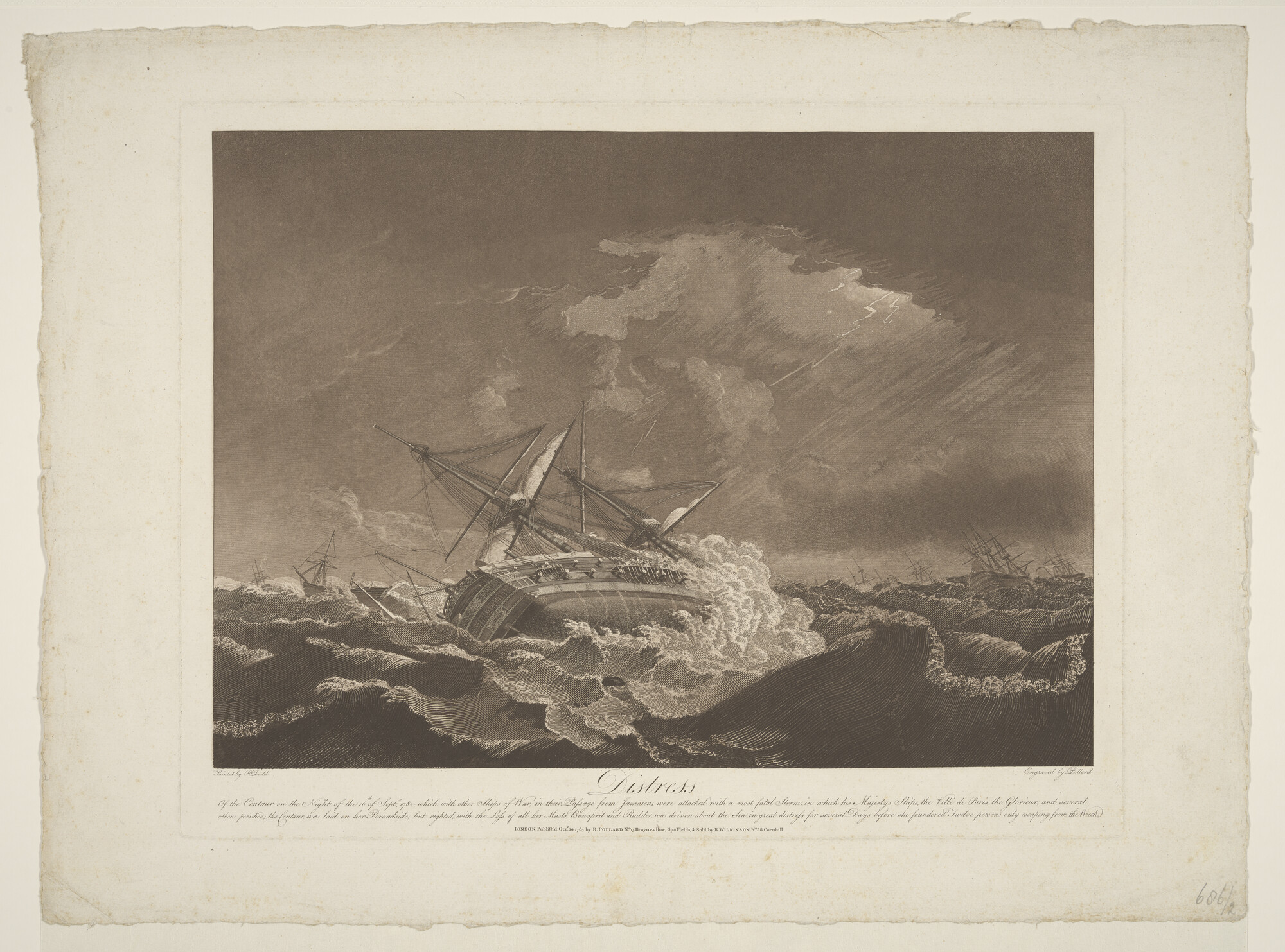 A.2275(06)1; Distress of the 'Centaur' on the night of 16th Sept 1782; prent