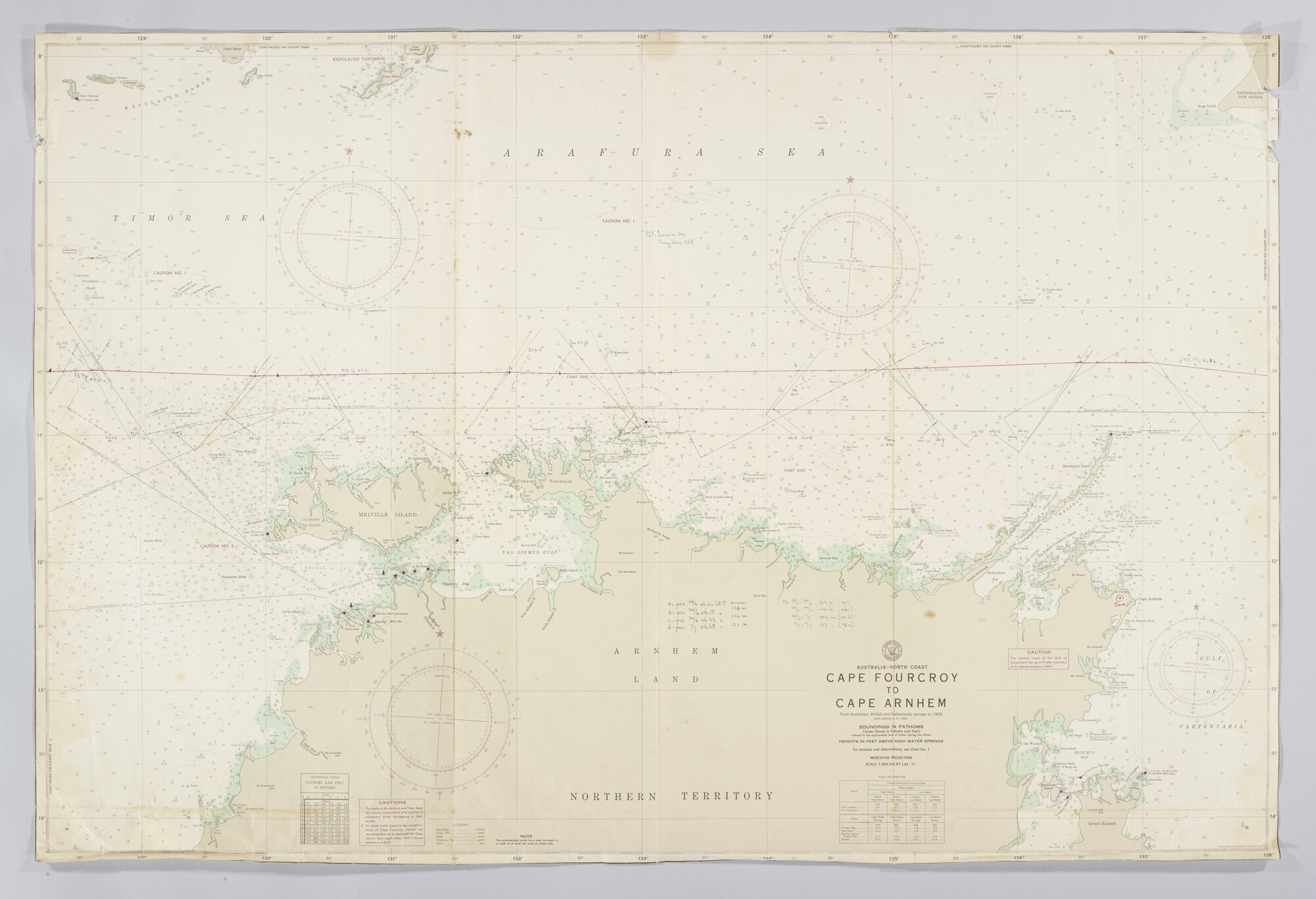 2019.1057-59; Australia - North Coast, Cape Fourcroy to Cape Arnhem; zeekaart