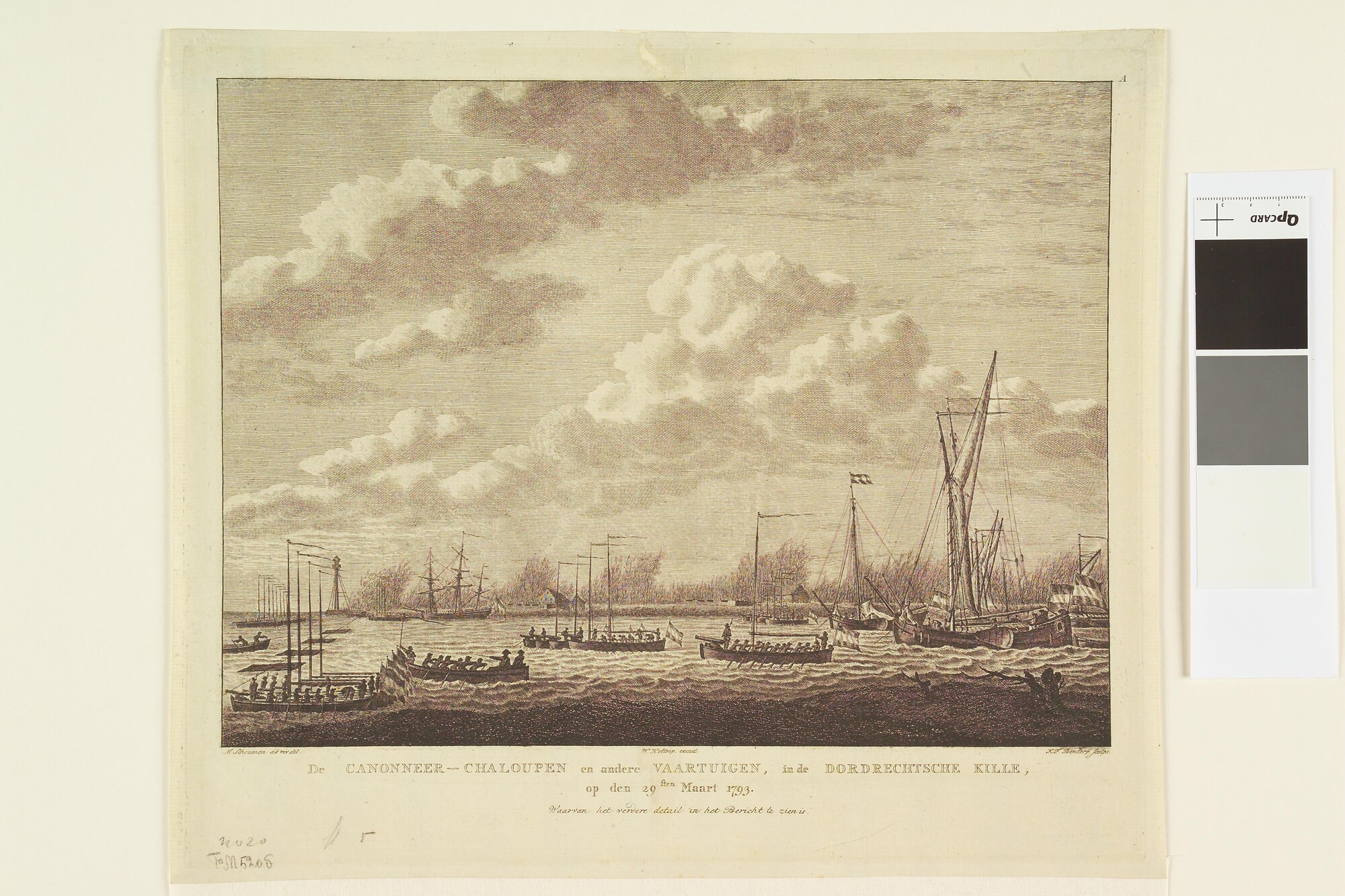 A.1656(26); Kanonneersloepen in de Dordtse Kil, 1793; prent