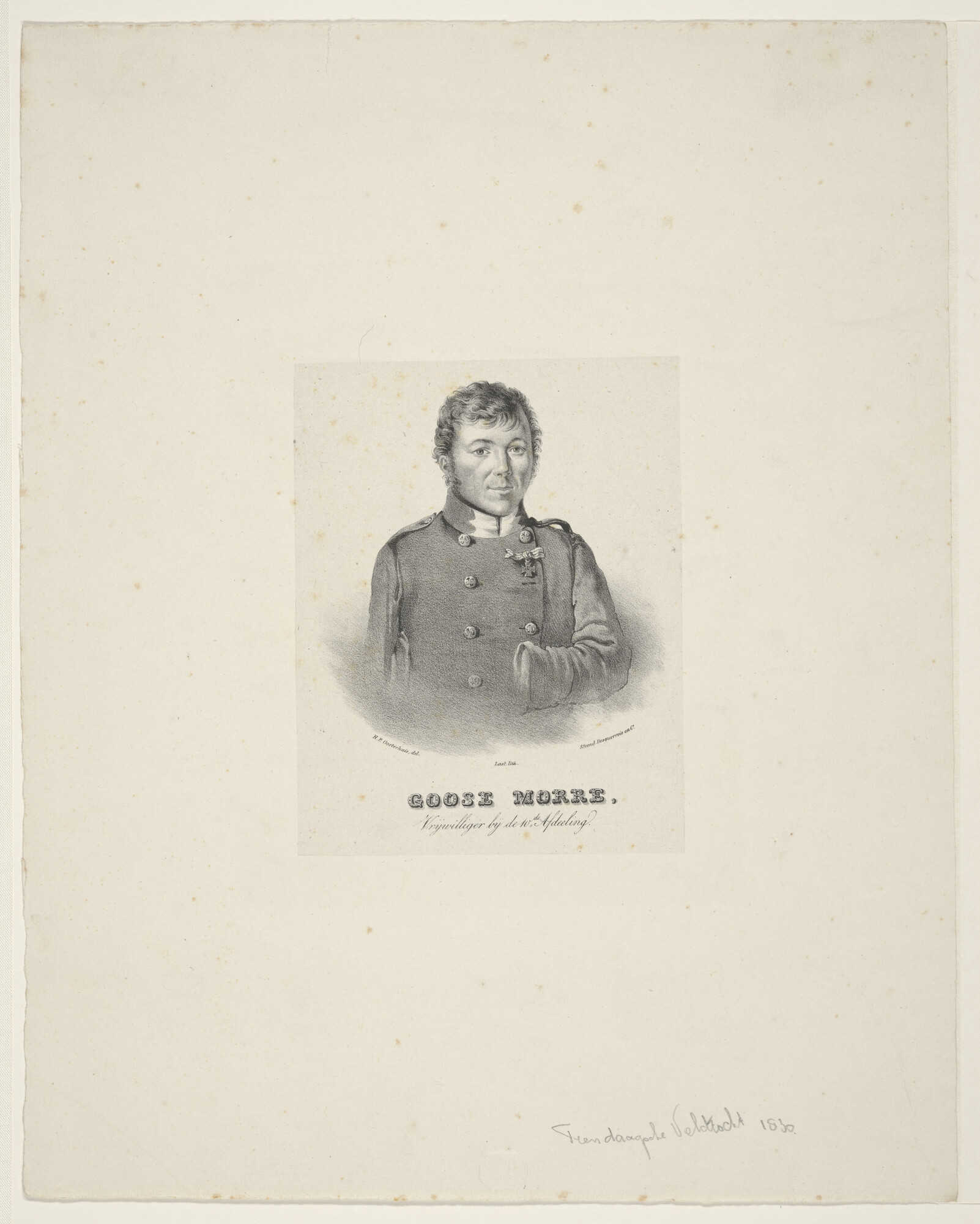 A.0964(01)50; Portret van Goose Morre, vrijwillig infanterist in de Tiendaagse Veldtocht; prent