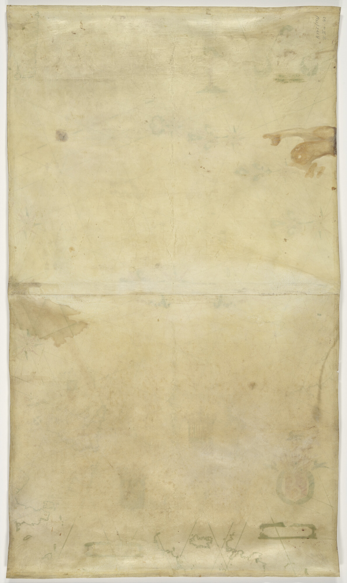A.0145(139); Zeekaart door B. Jacquet uit circa 1600 van de Noord Atlantische Oceaan; perkamentkaart