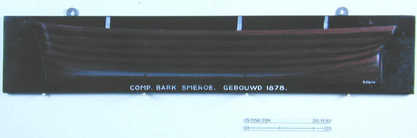 S.1156(01)11; Halfmodel van het barkschip Smeroe; scheepsmodel