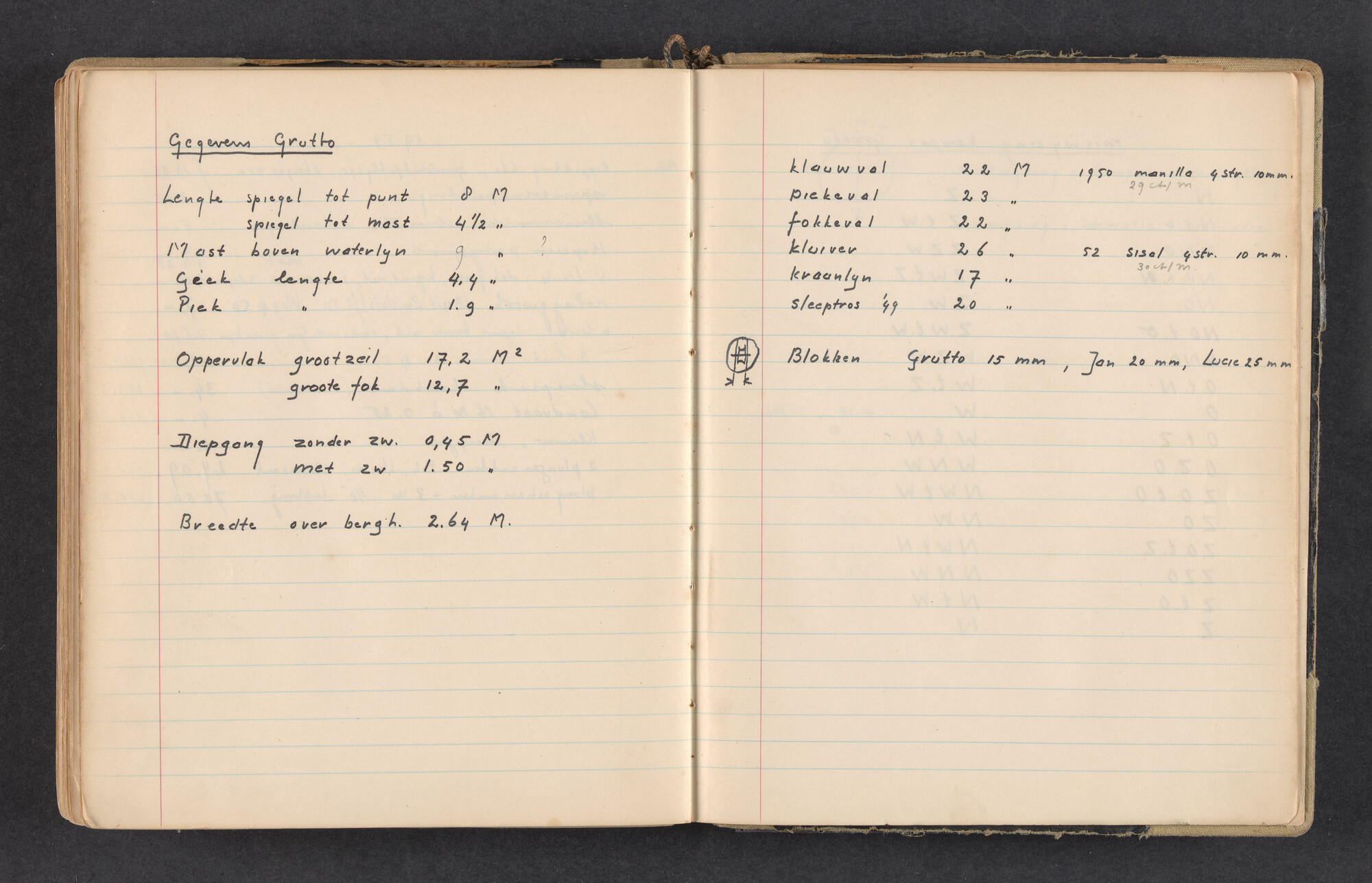 2017.0791; Logboek c.q. fotoalbum van reizen met zeeschouw Grutto in Nederland, 1952-1954; logboek