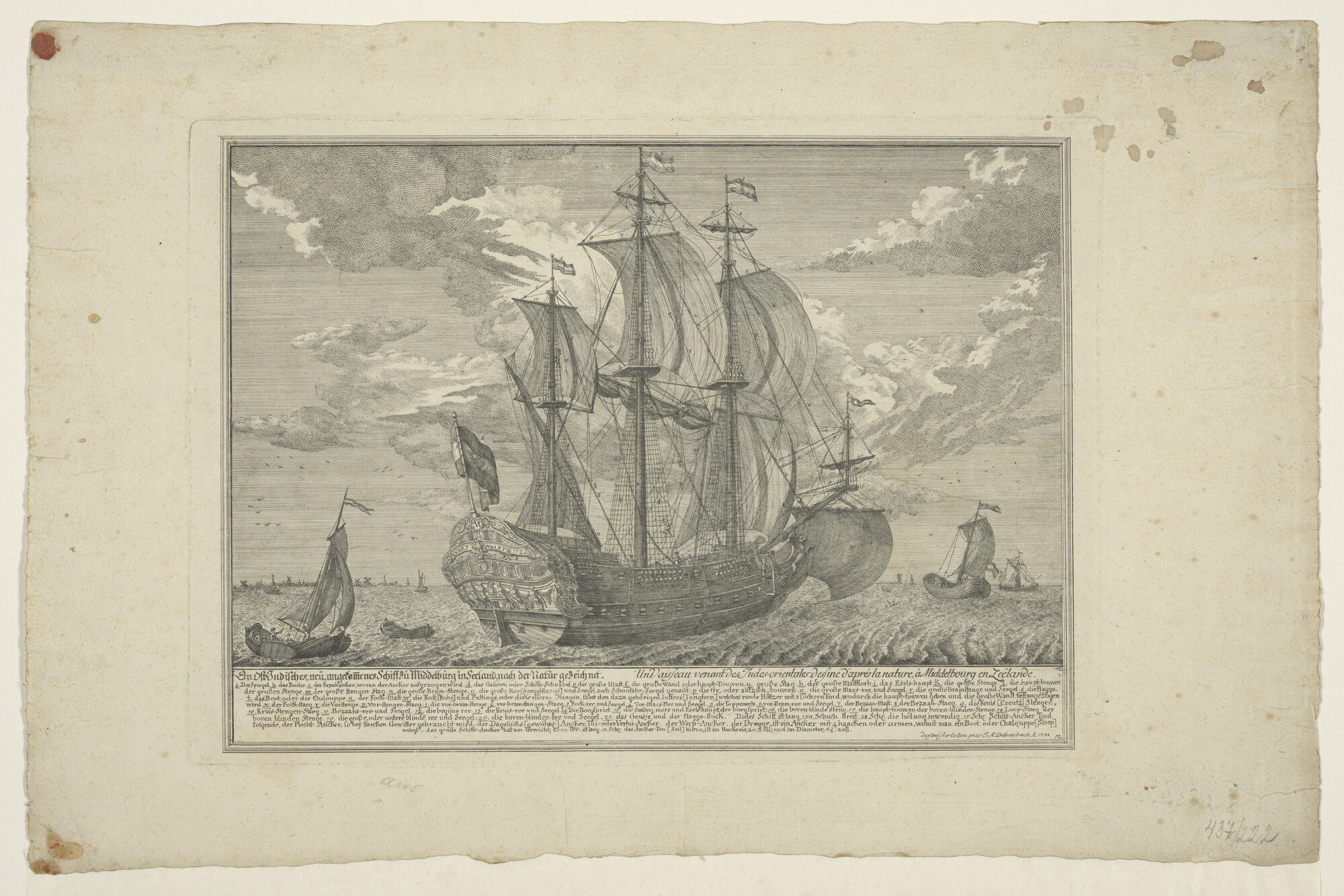 A.0929(02); De Oostindiëvaarder 'Everswaart'; prent