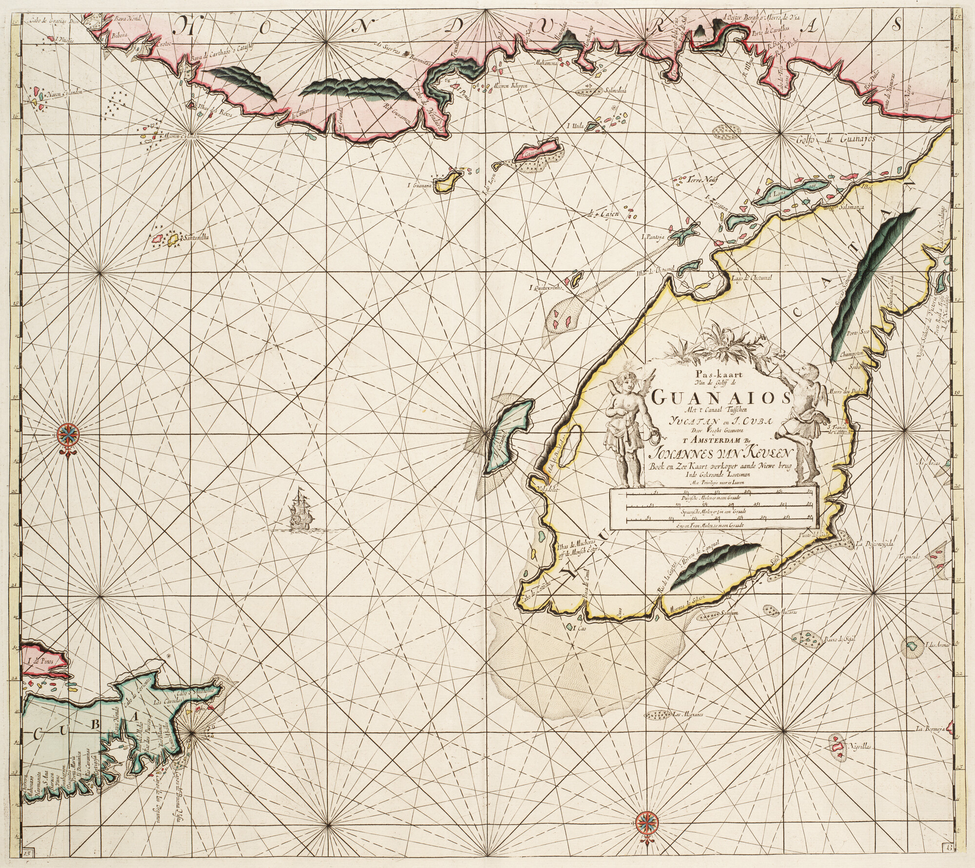 B.0032(109)4 [kaart 039]; Zeekaart van Straat Yucatan tussen het schiereiland Yucatan (Mexico) en een deel van de kust van Belize; zeekaart