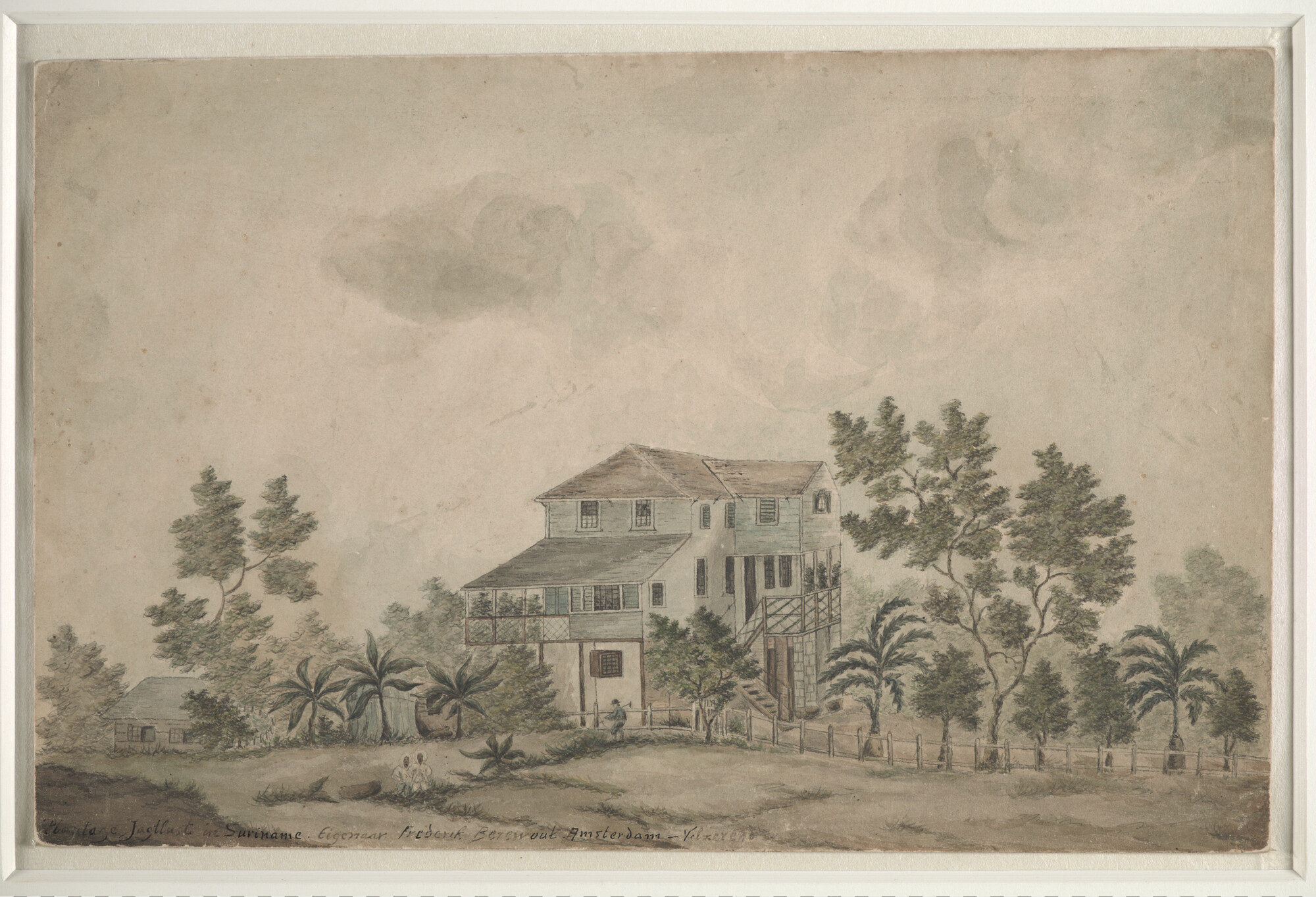 A.1484(02); De plantage Jachtlust in Suriname; tekening