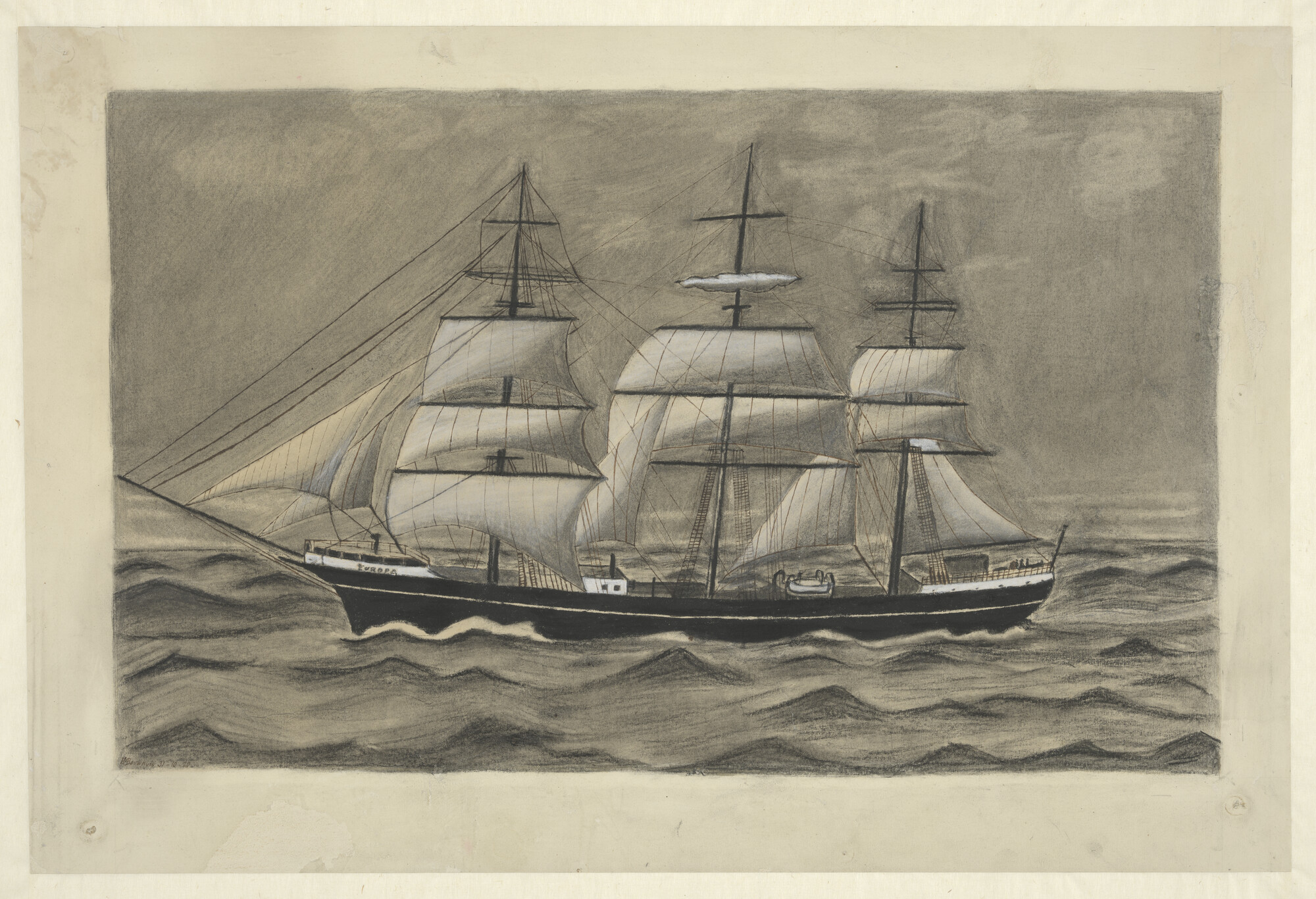 A.4903(03); Het fregatschip 'Europa'; tekening