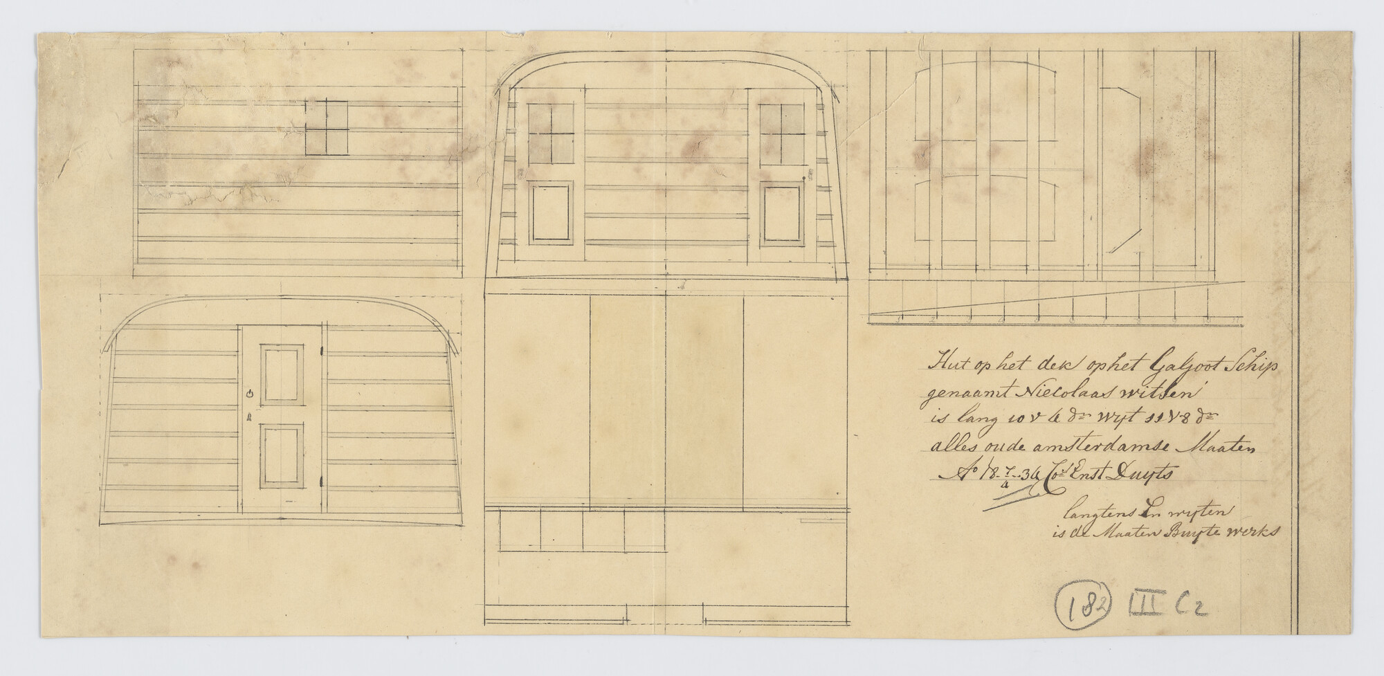 S.0188(23)30; Lijnenplan van de galjoot 'Nicolaas Witsen'.; technische tekening