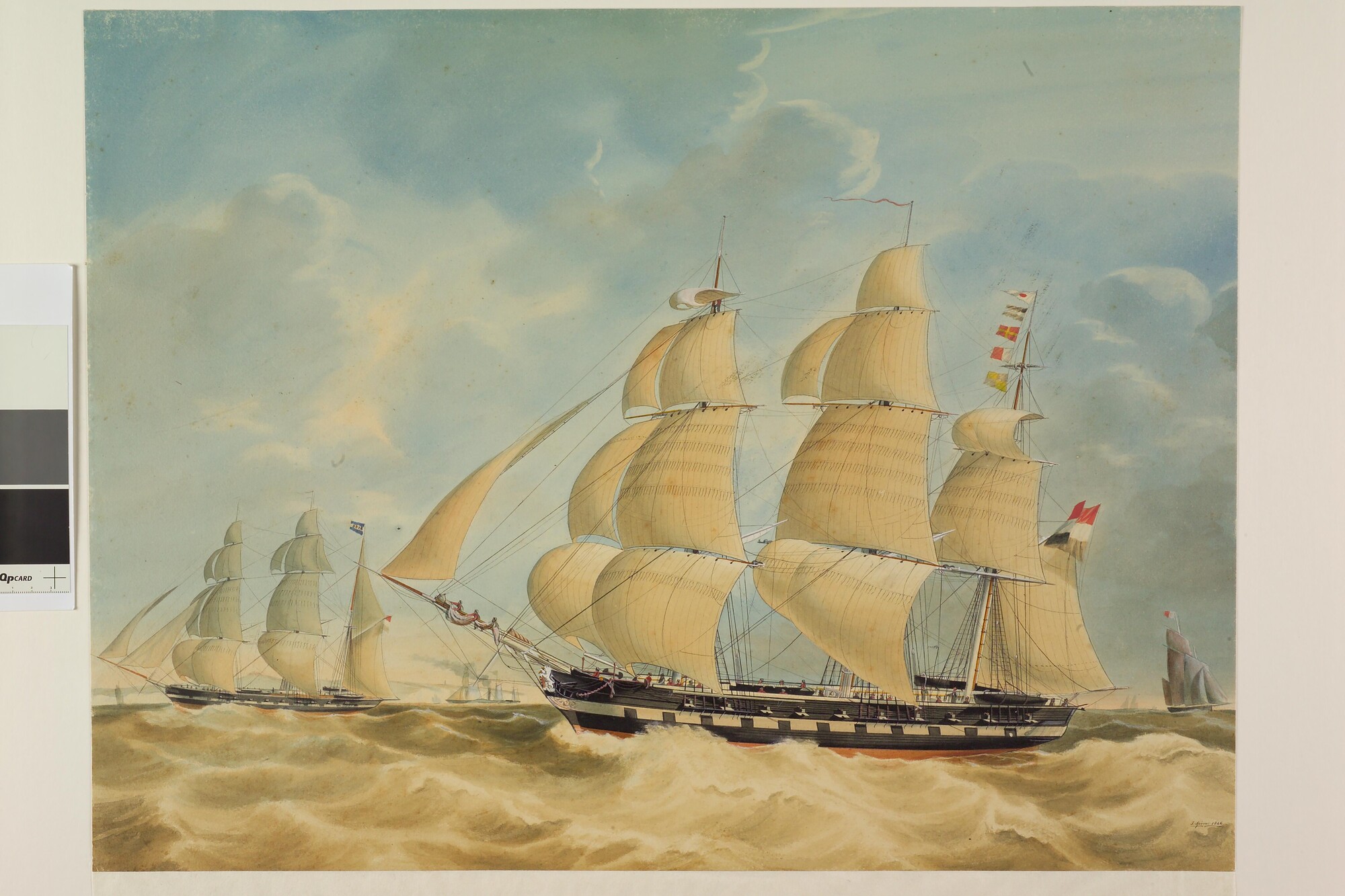 S.1119(23); Het fregatschip Doggersbank en de bark Canton; tekening