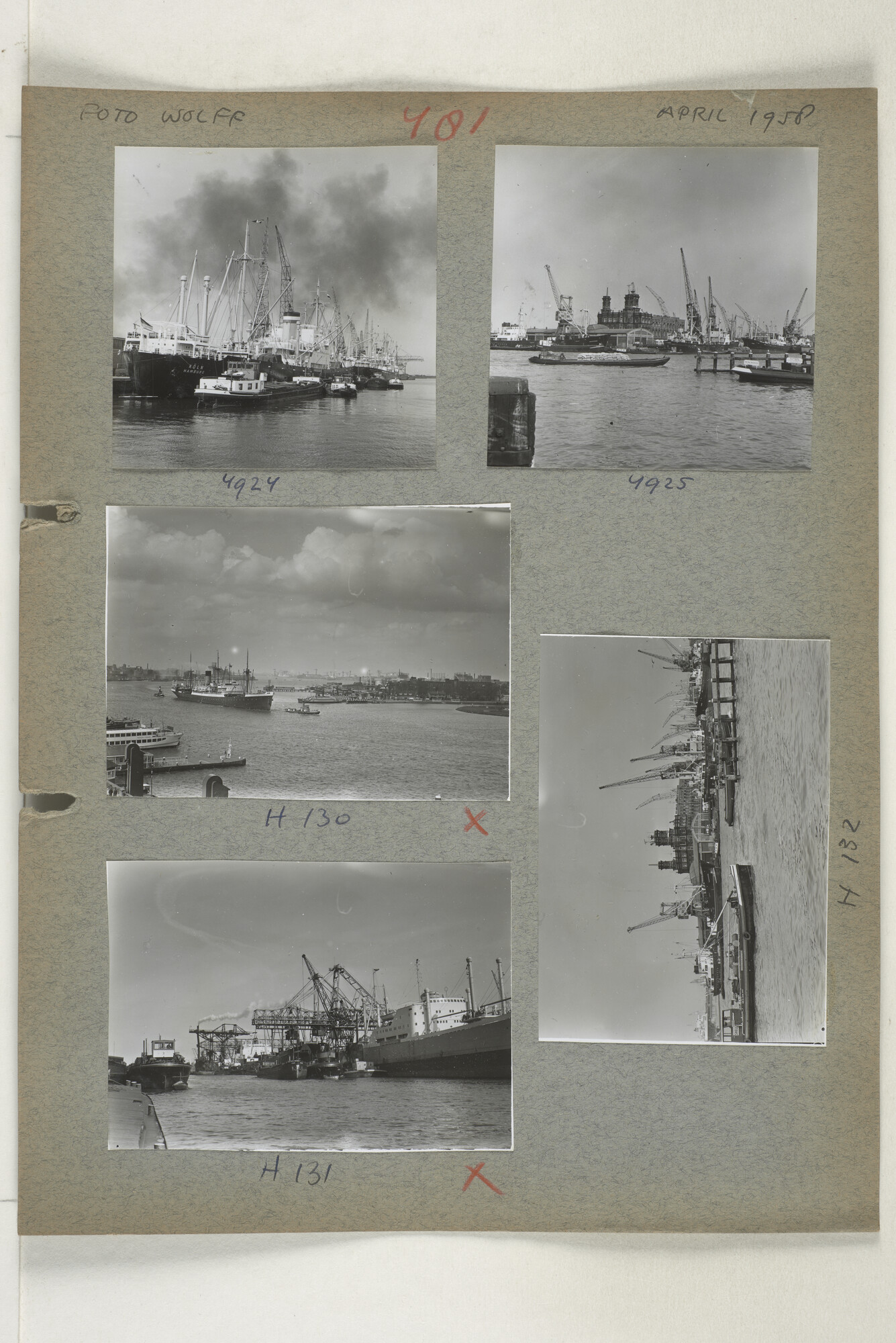 1998.2183; Omslag (voorheen ordner) met een grote hoeveelheid proef foto's van de haven en de stad van Amsterdam; omslag