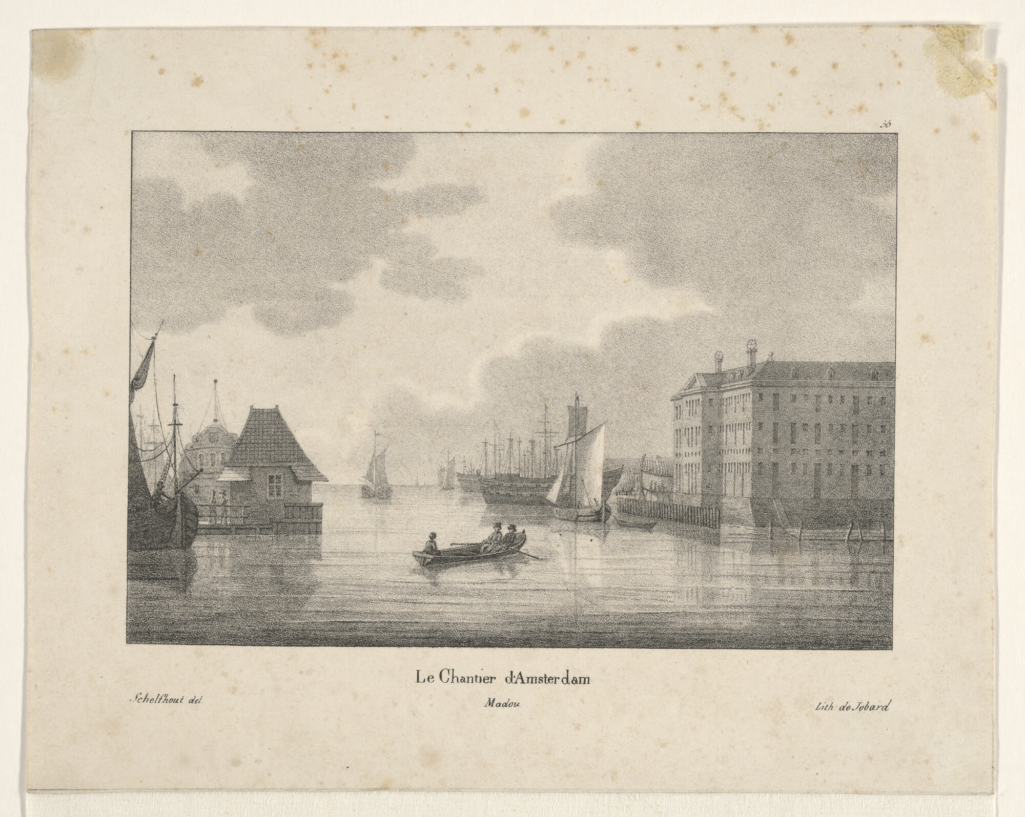 A.0356(38)5; Gezicht op het Zeemagazijn en de marinewerf te Amsterdam; prent