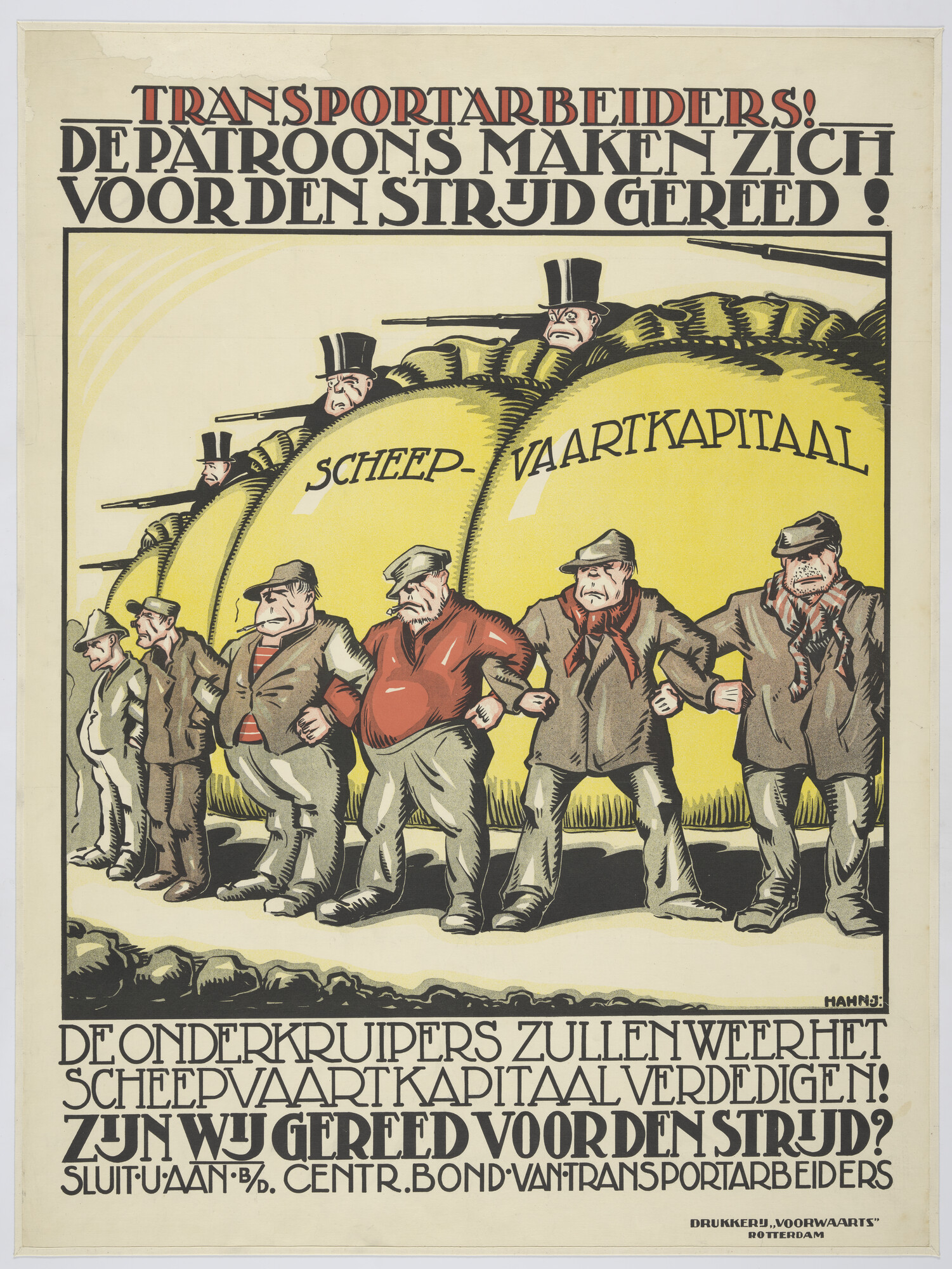 2015.4737; Transportarbeiders! De patroons maken zich voor den strijd gereed!; affiche