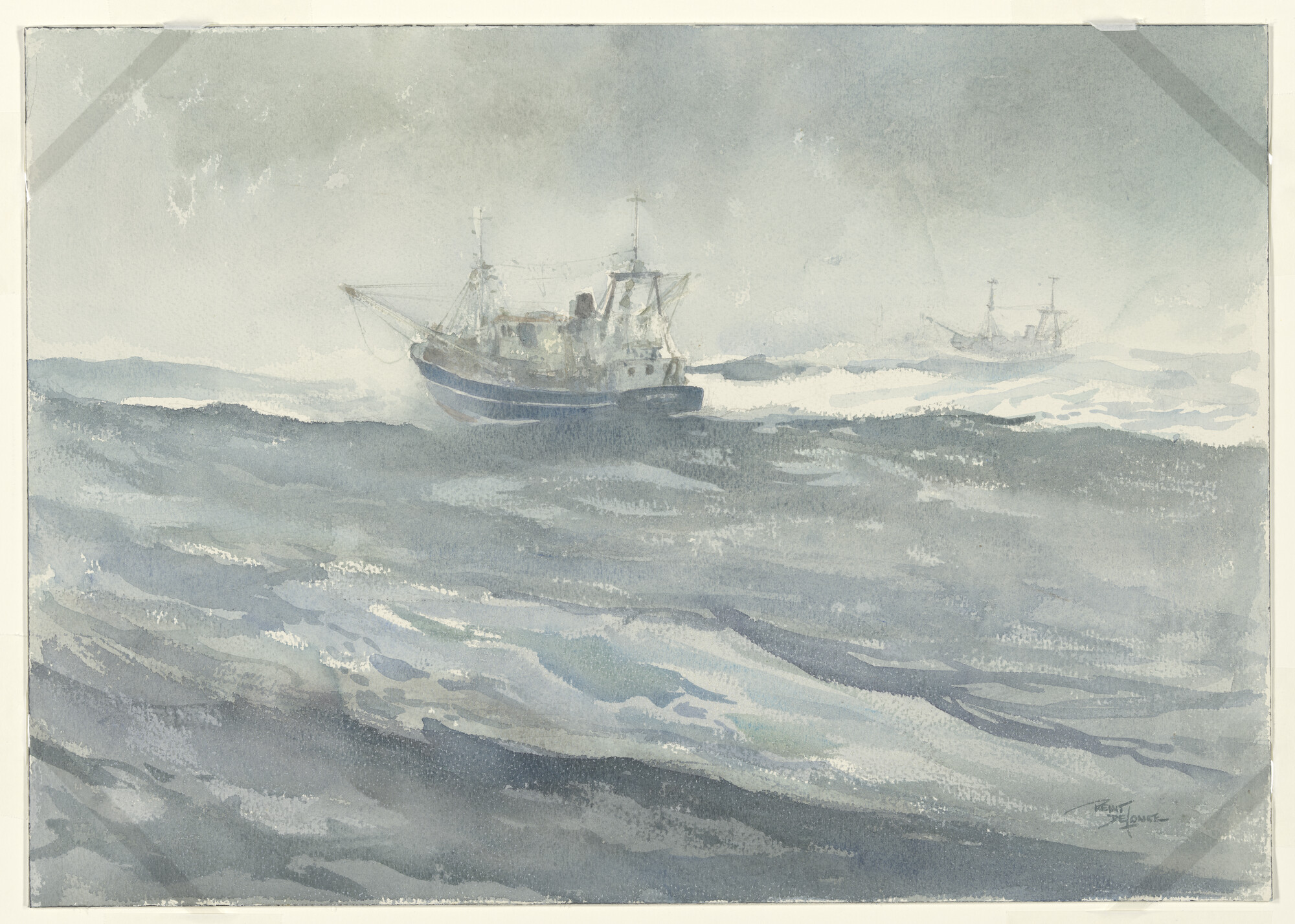 A.5514(02); Vissersschepen op volle zee; tekening
