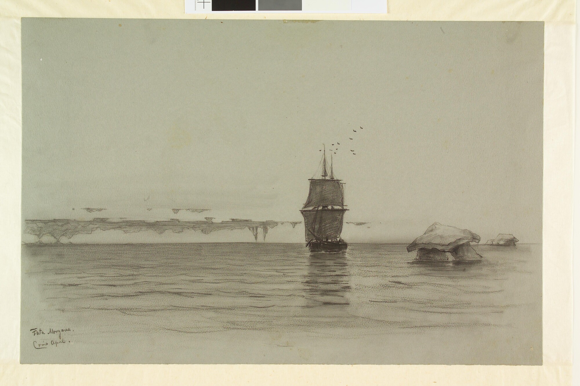 S.0394(31); De schoener 'Willem Barents' in de Noordelijke IJszee; tekening