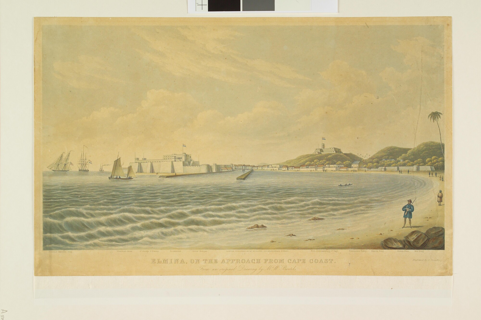 A.0503(04)1; Gezicht op Elmina aan de Afrikaanse westkust; prent