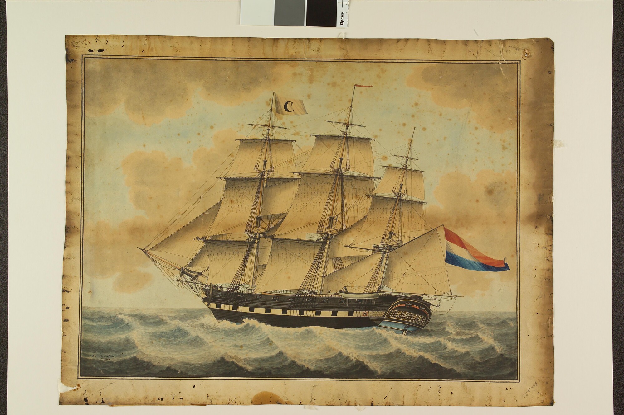 A.1942; Het fregatschip Cornelia; tekening
